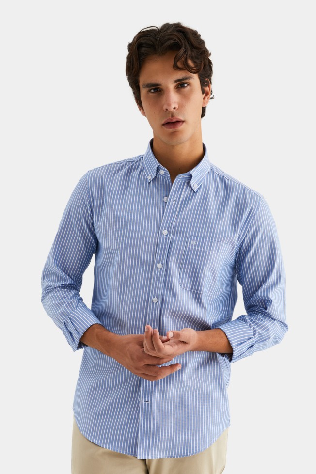 Camisa slim fit 100% algodo