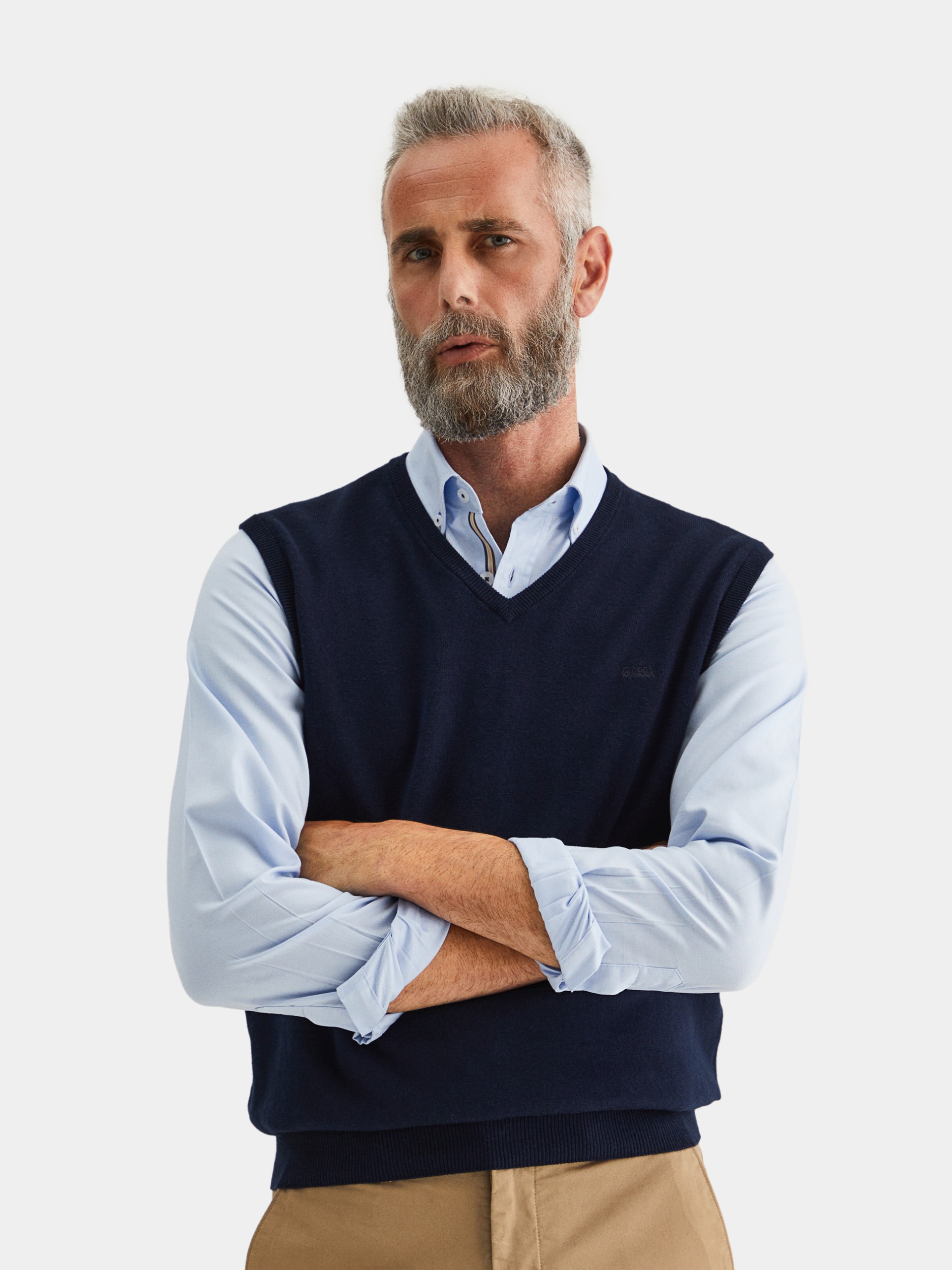 Chaleco de punto con cuello de pico