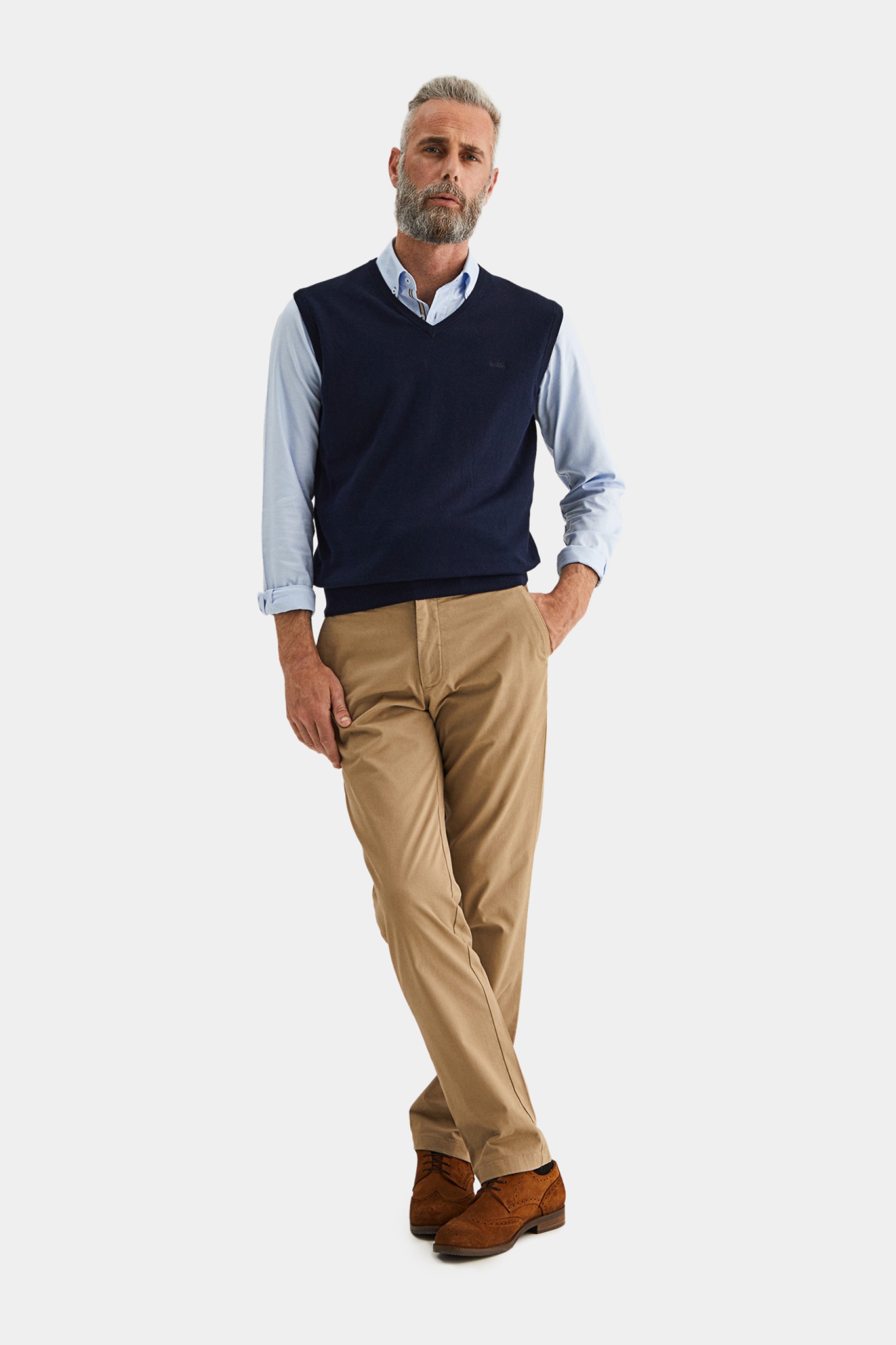 Chaleco de punto con cuello de pico