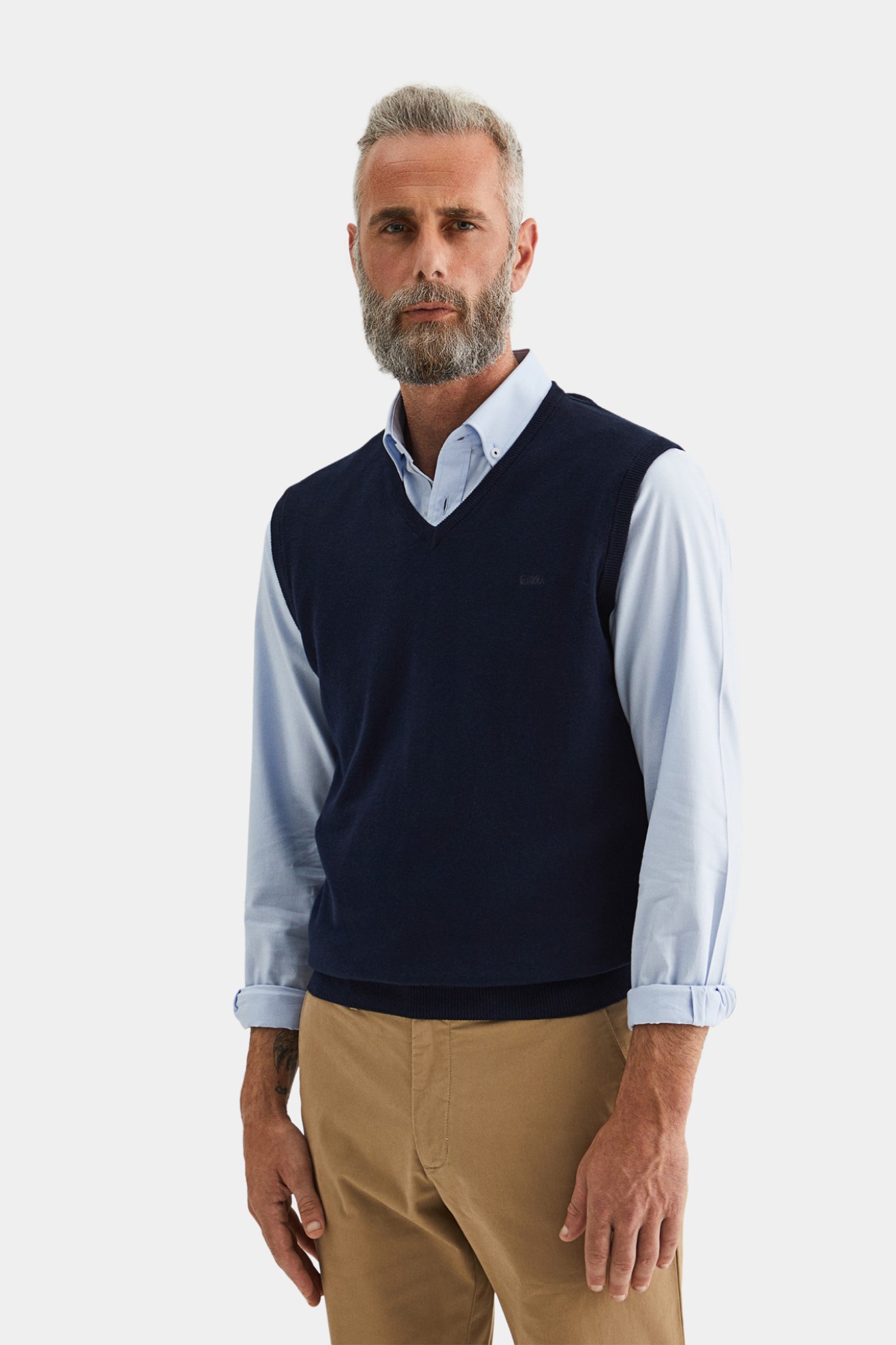 Chaleco de punto con cuello de pico