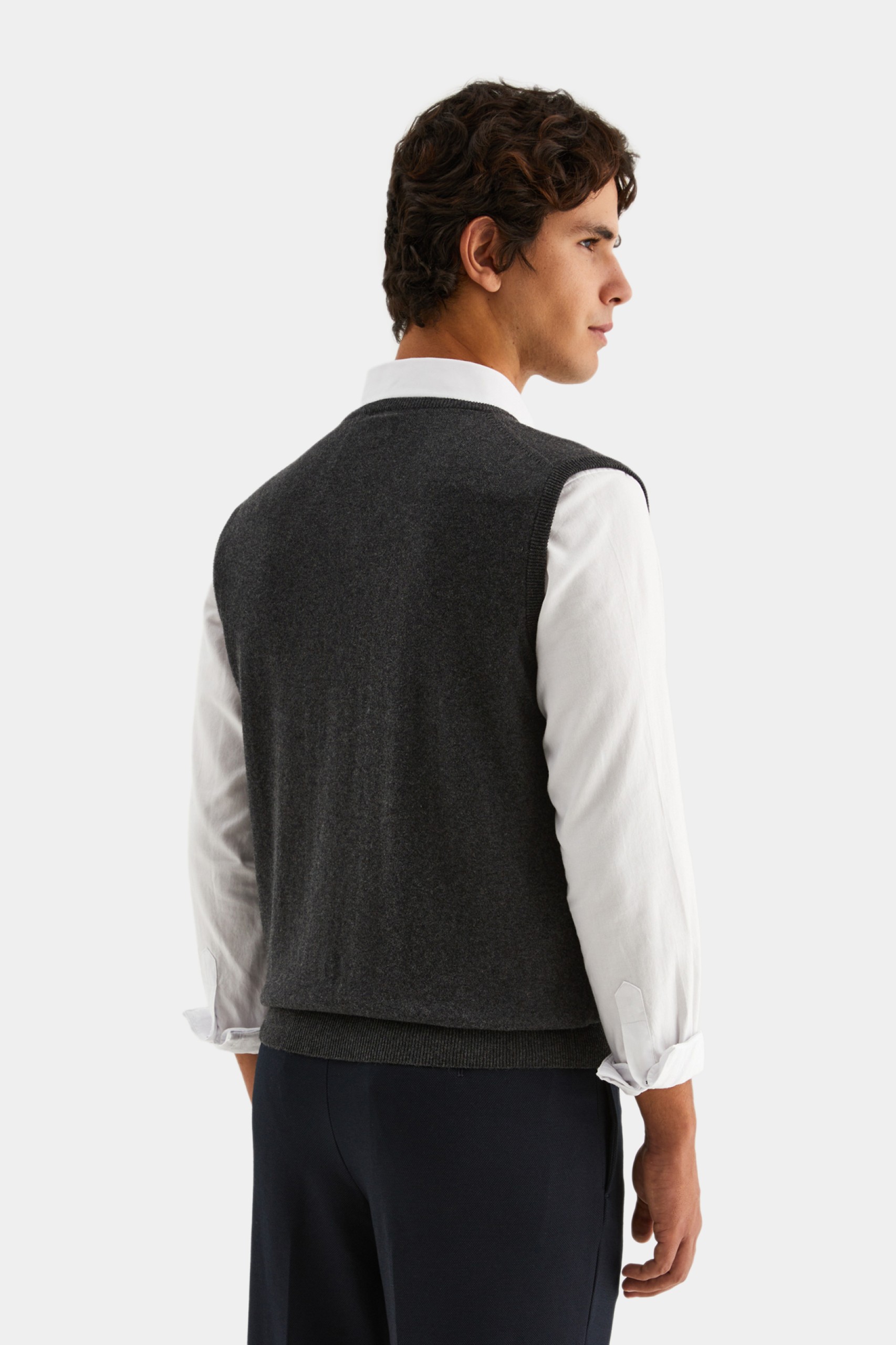 Chaleco de punto con cuello de pico