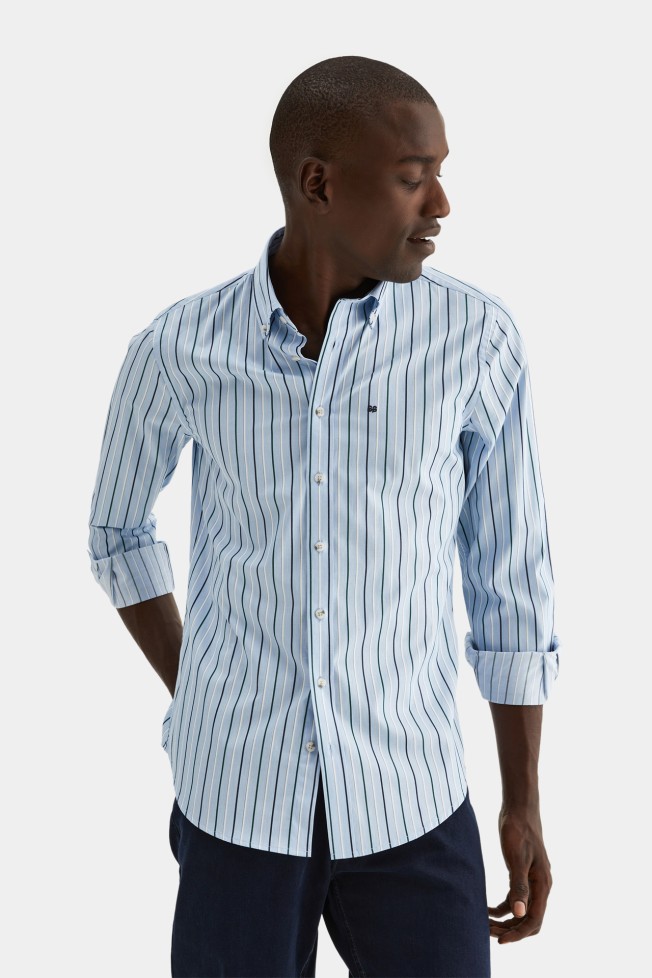Camisa slim fit 100% algodo