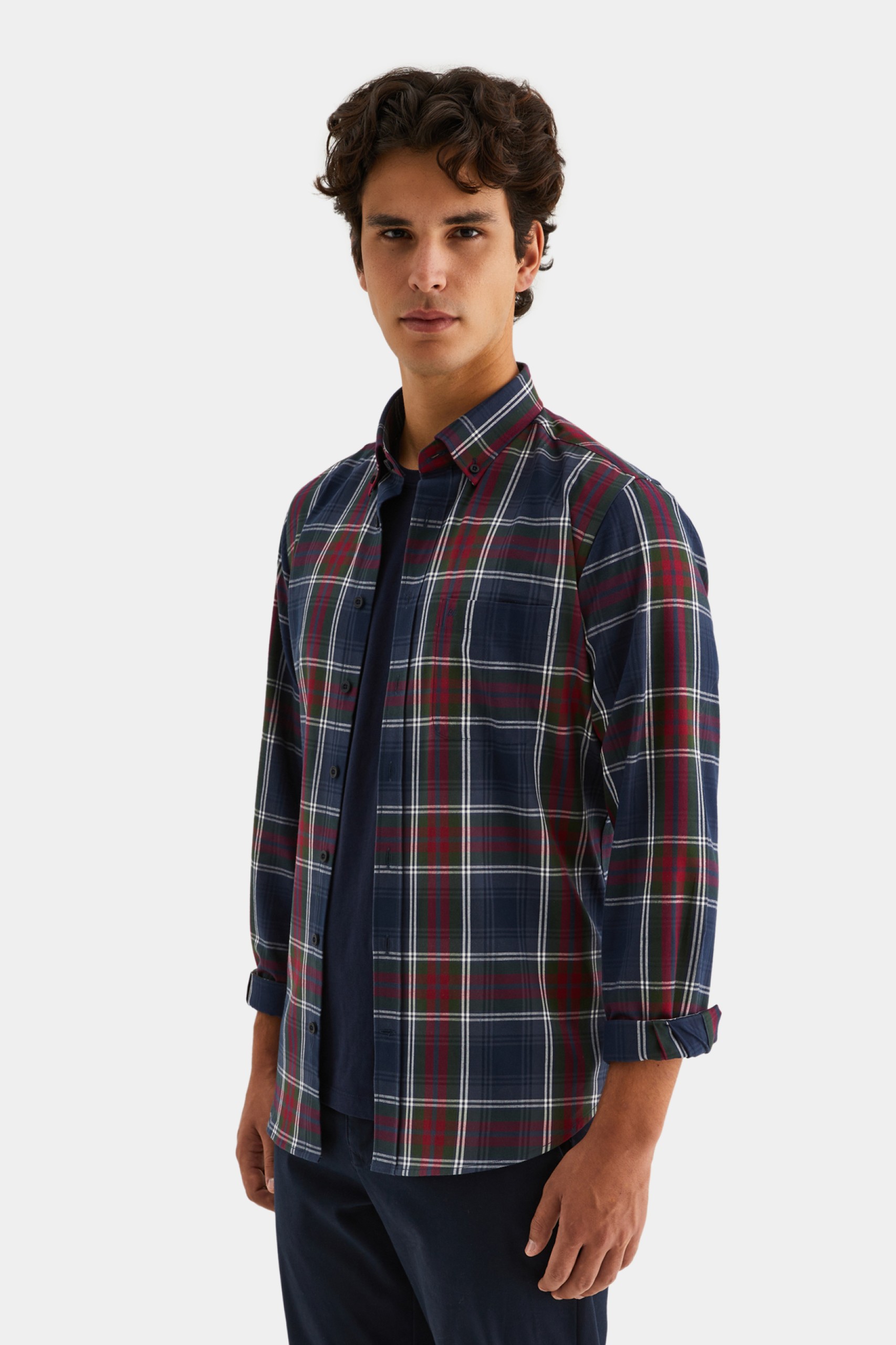 Camisa regular fit de algodón a cuadros