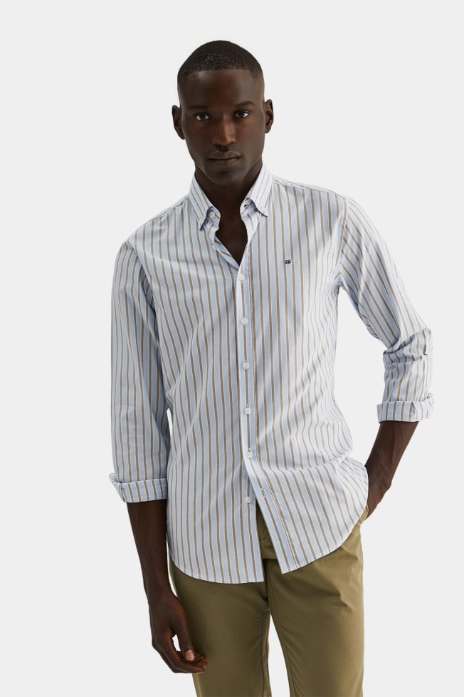 Camisa slim fit 100% algodo