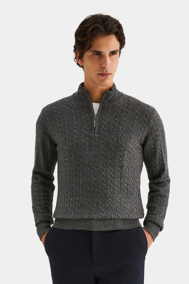 Camisola de malha com fecho
