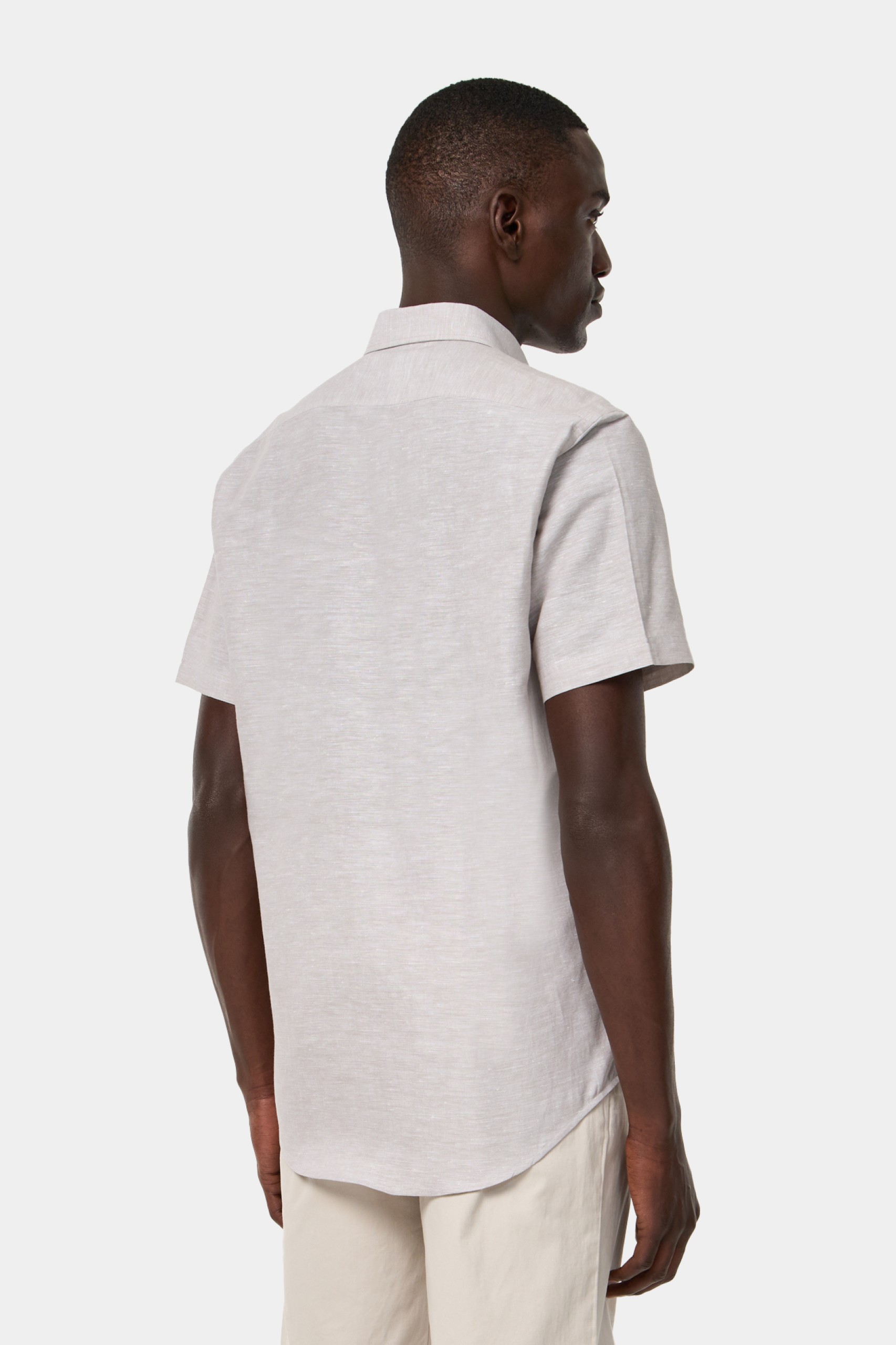 Camisa regular fit de lino y algodón