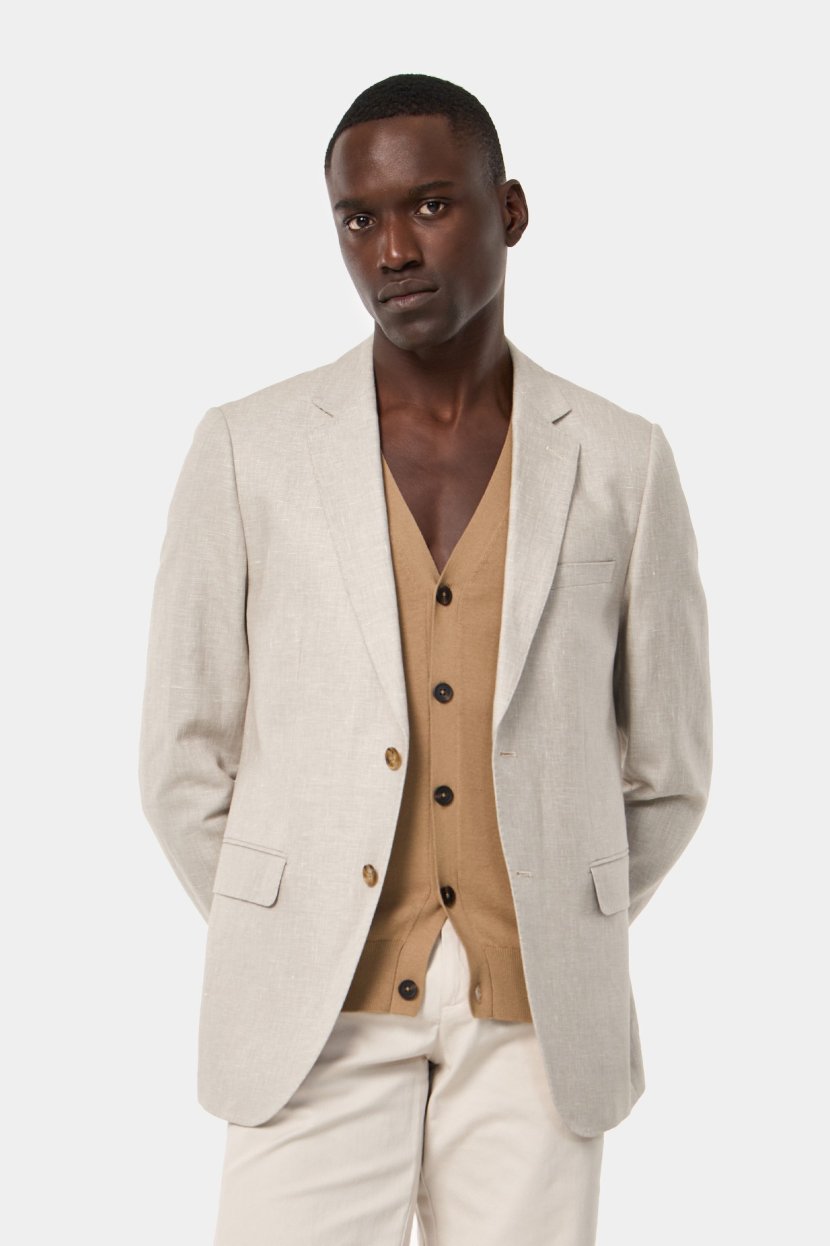 Blazer en lino y algodón slim fit