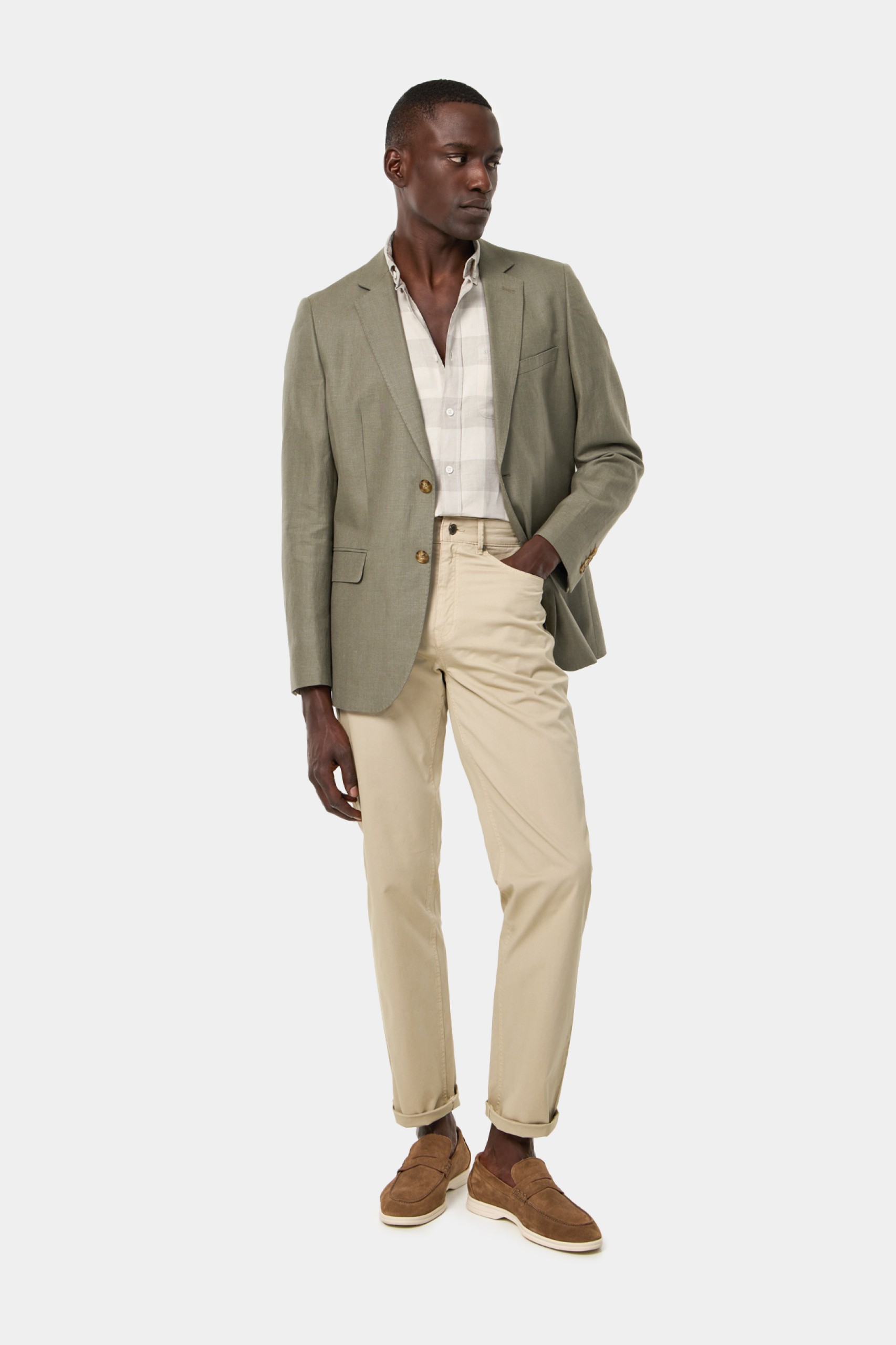 Blazer en lino y algodón slim fit