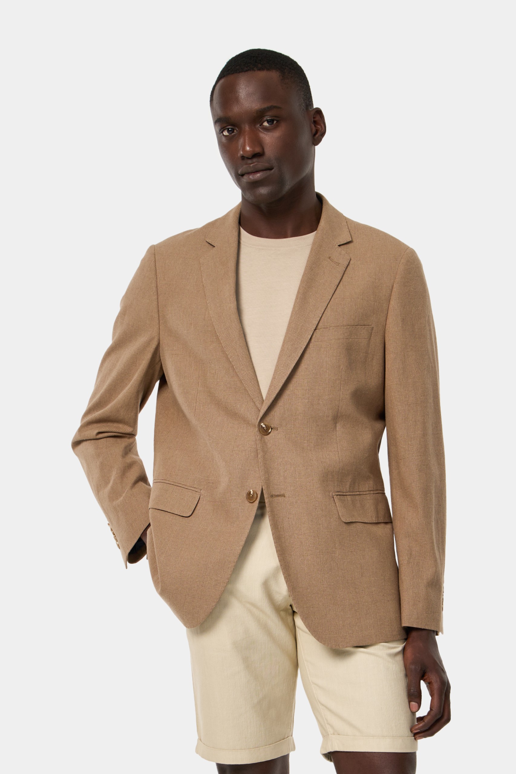 Blazer de lino y algodón regular fit