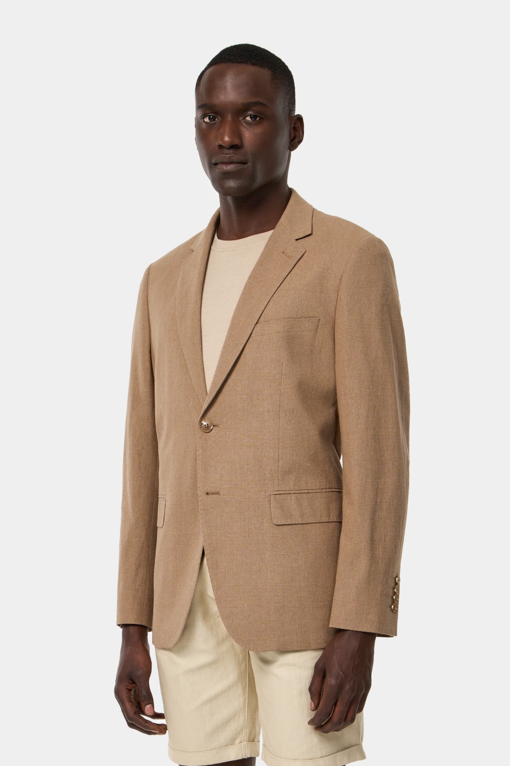 Blazer de lino y algodón regular fit