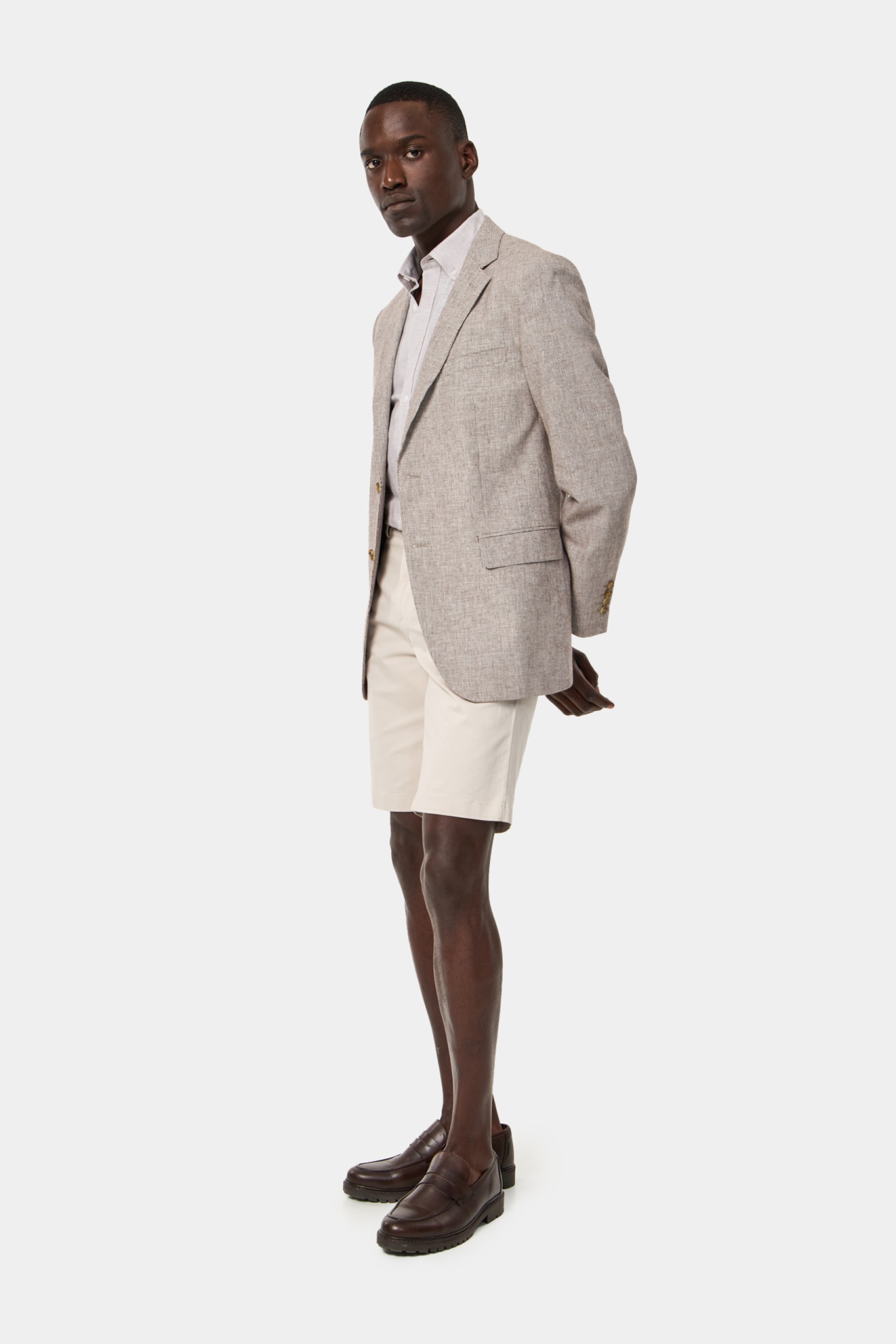 Blazer en lino y algodón regular fit