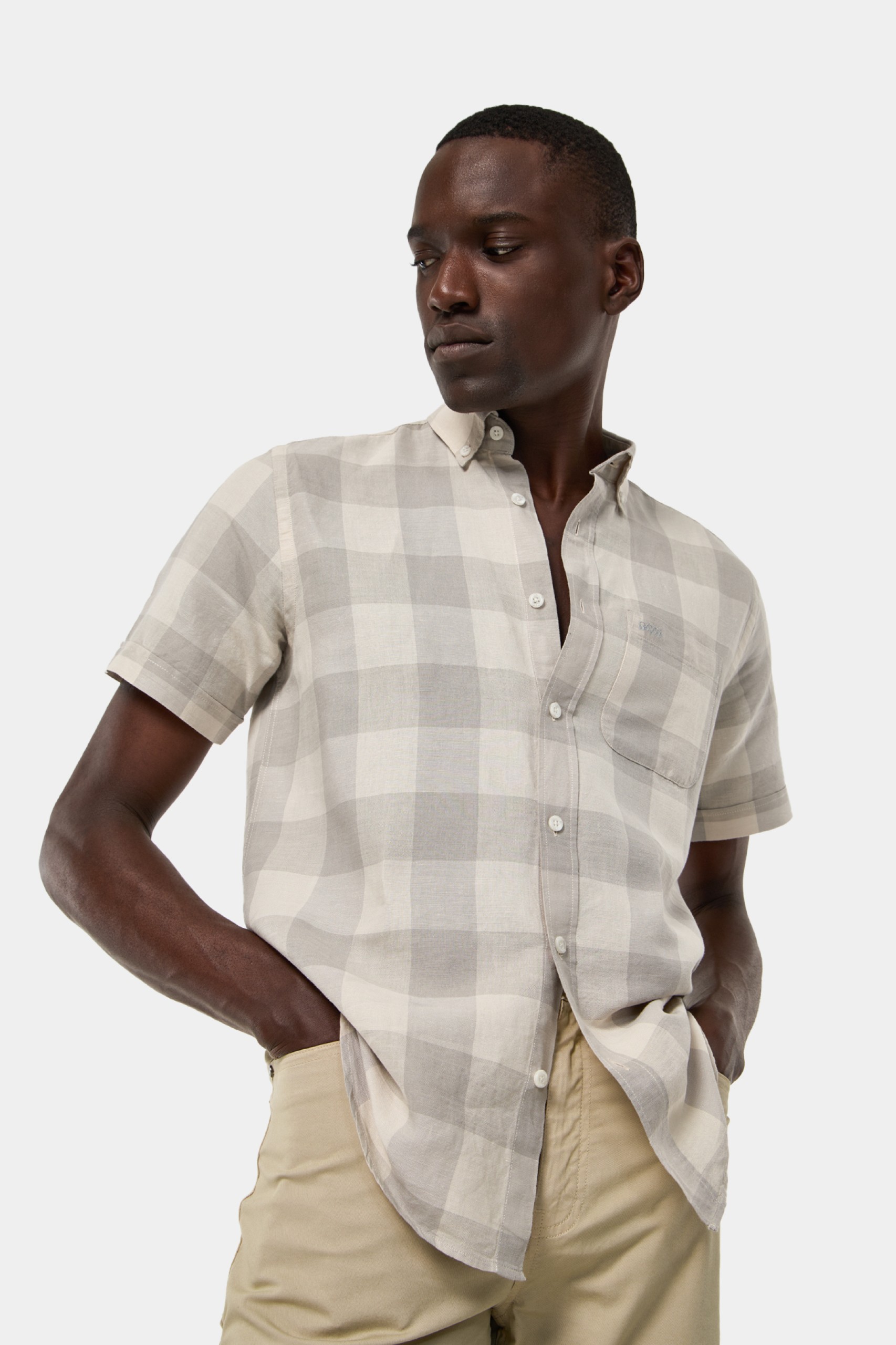 Camisa de cuadros de manga corta