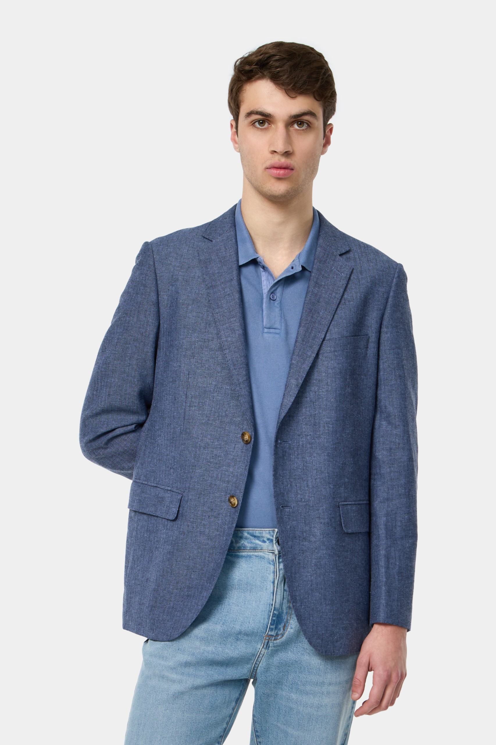 Blazer en lino y algodón regular fit