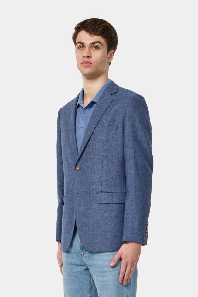 Blazer en lino y algodón regular fit Blazer en lino y algodón regular fit