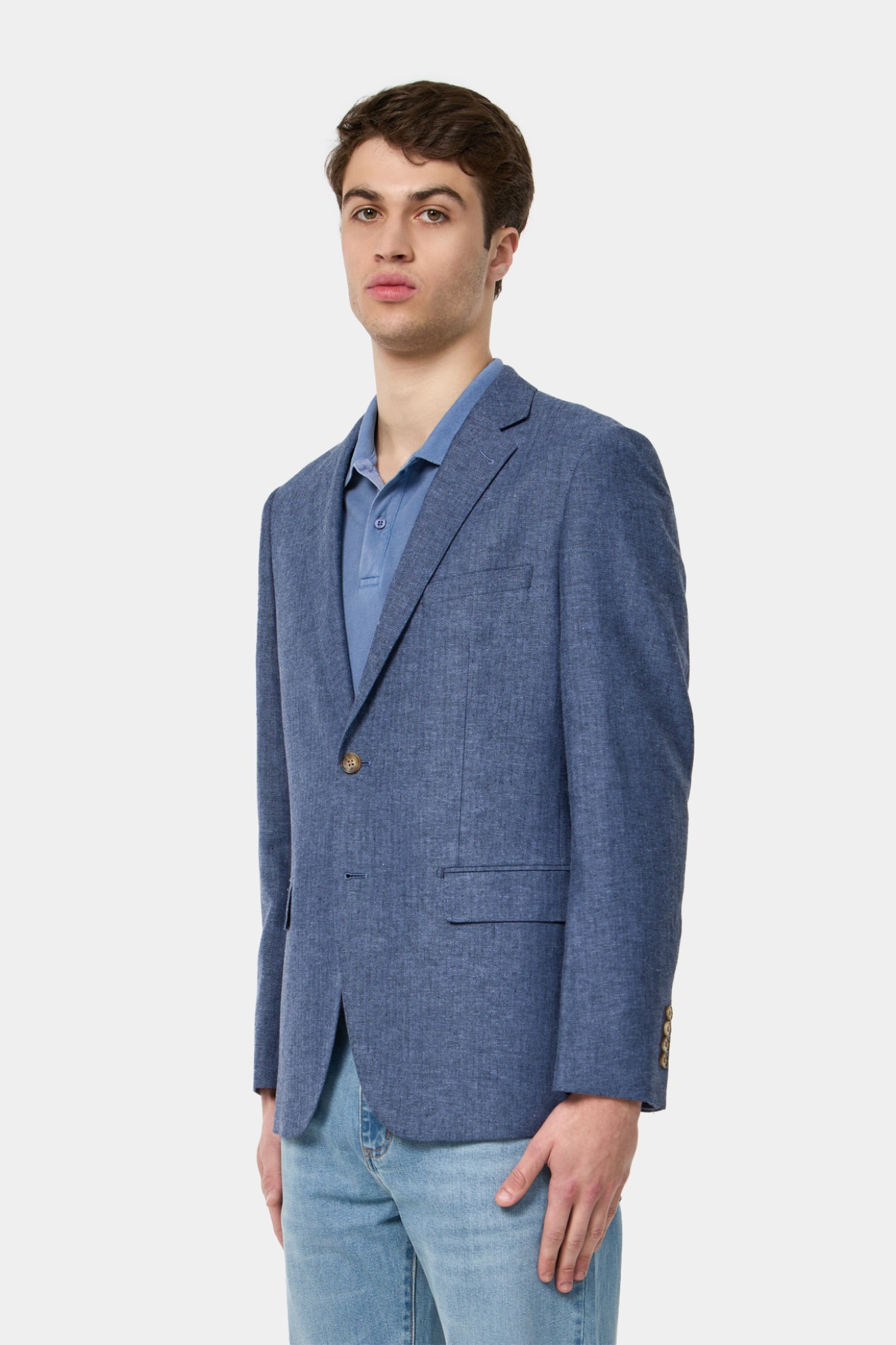 Blazer en lino y algodón regular fit