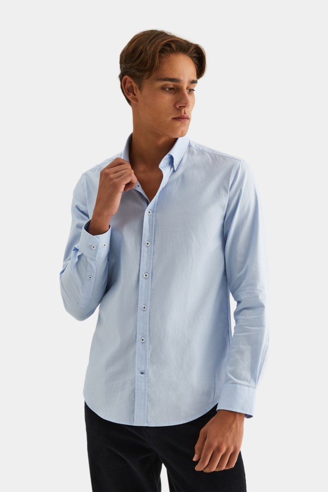 Camisa slim fit 100% algodo