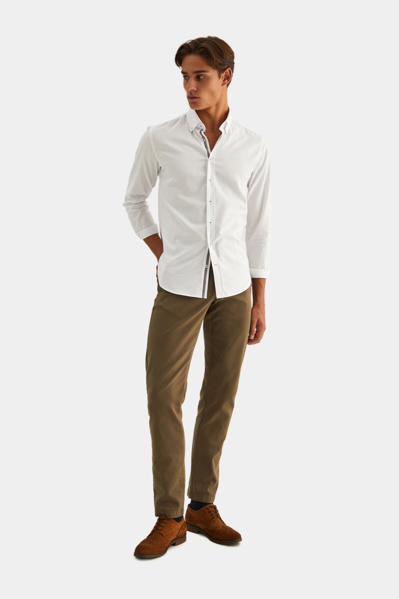 Camisa slim fit 100% algodo