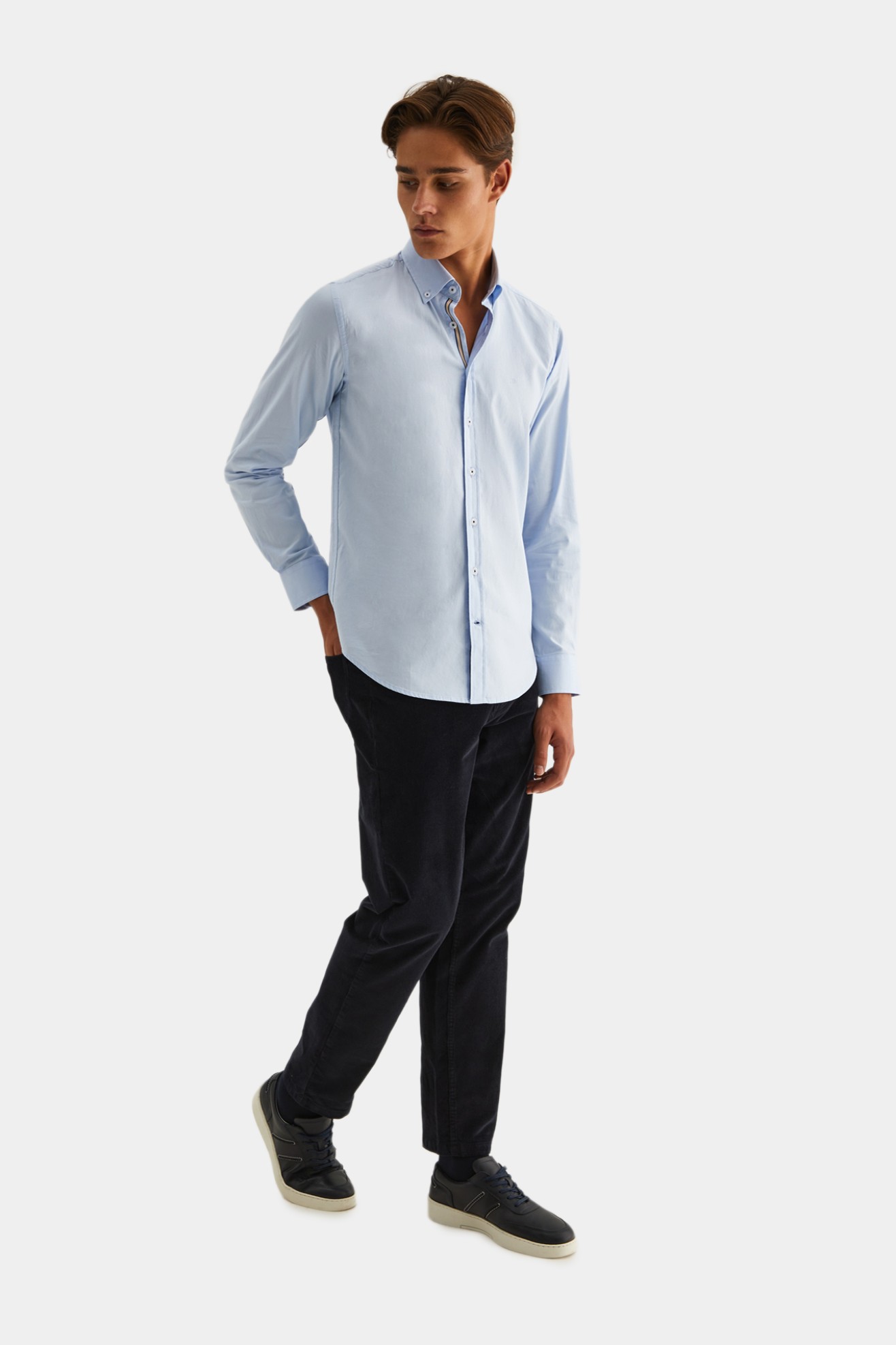 Camisa slim fit 100% algodo