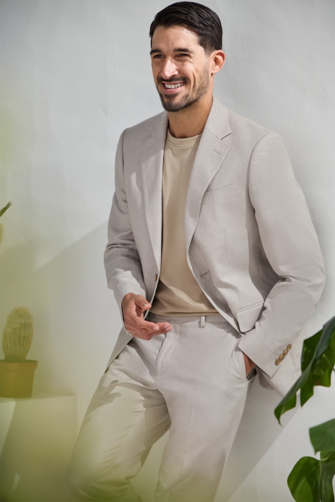 Traje de algodn y lino slim fit