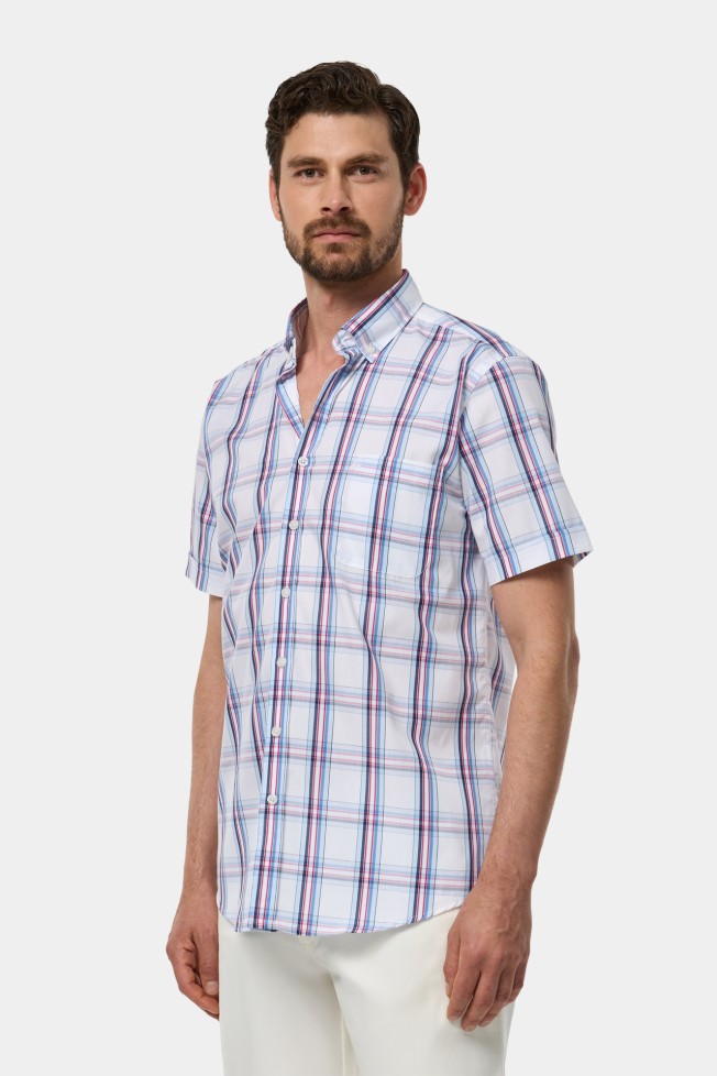 Camisa de cuadros de manga corta Camisa de cuadros de manga corta