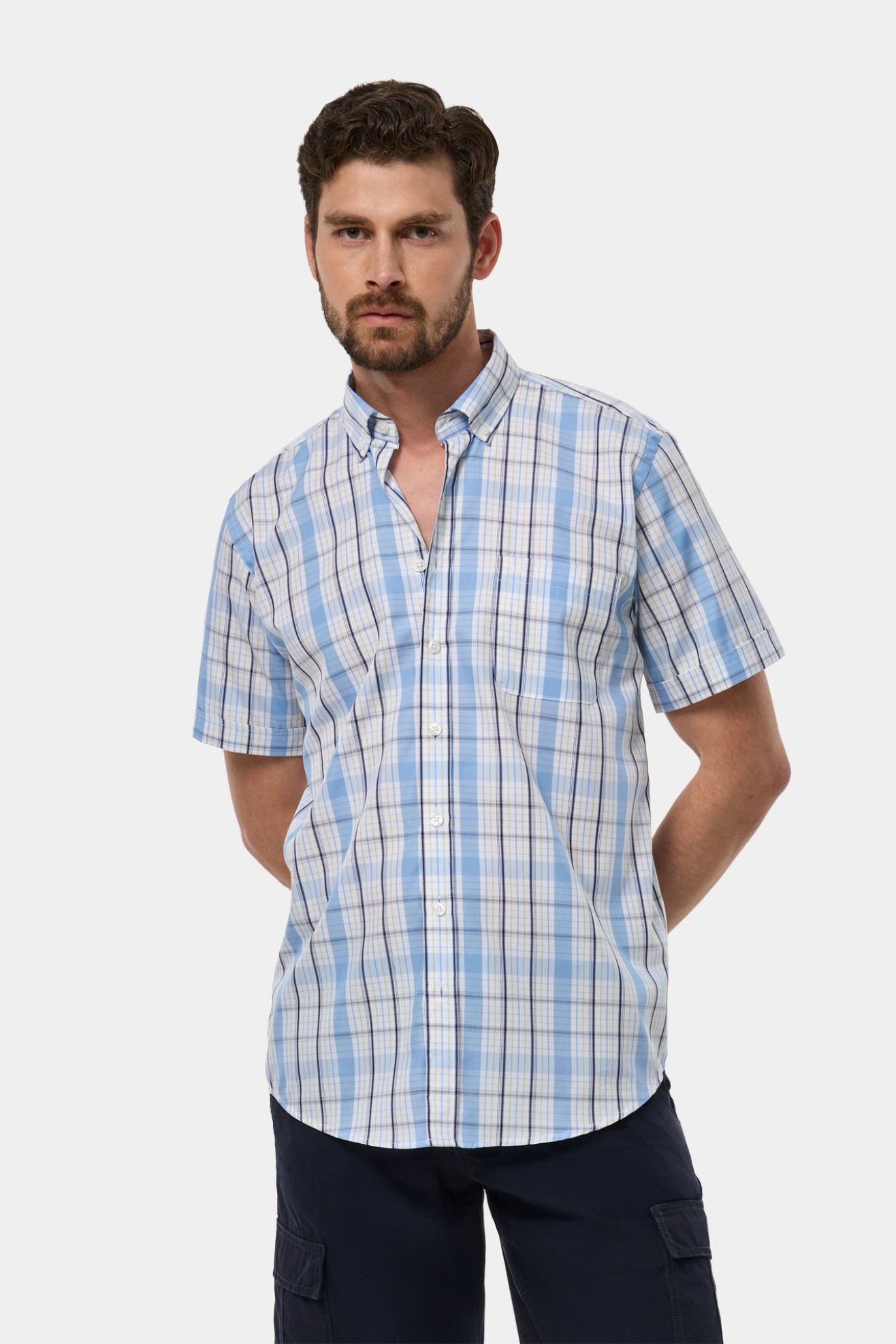 Camisa de cuadros de manga corta