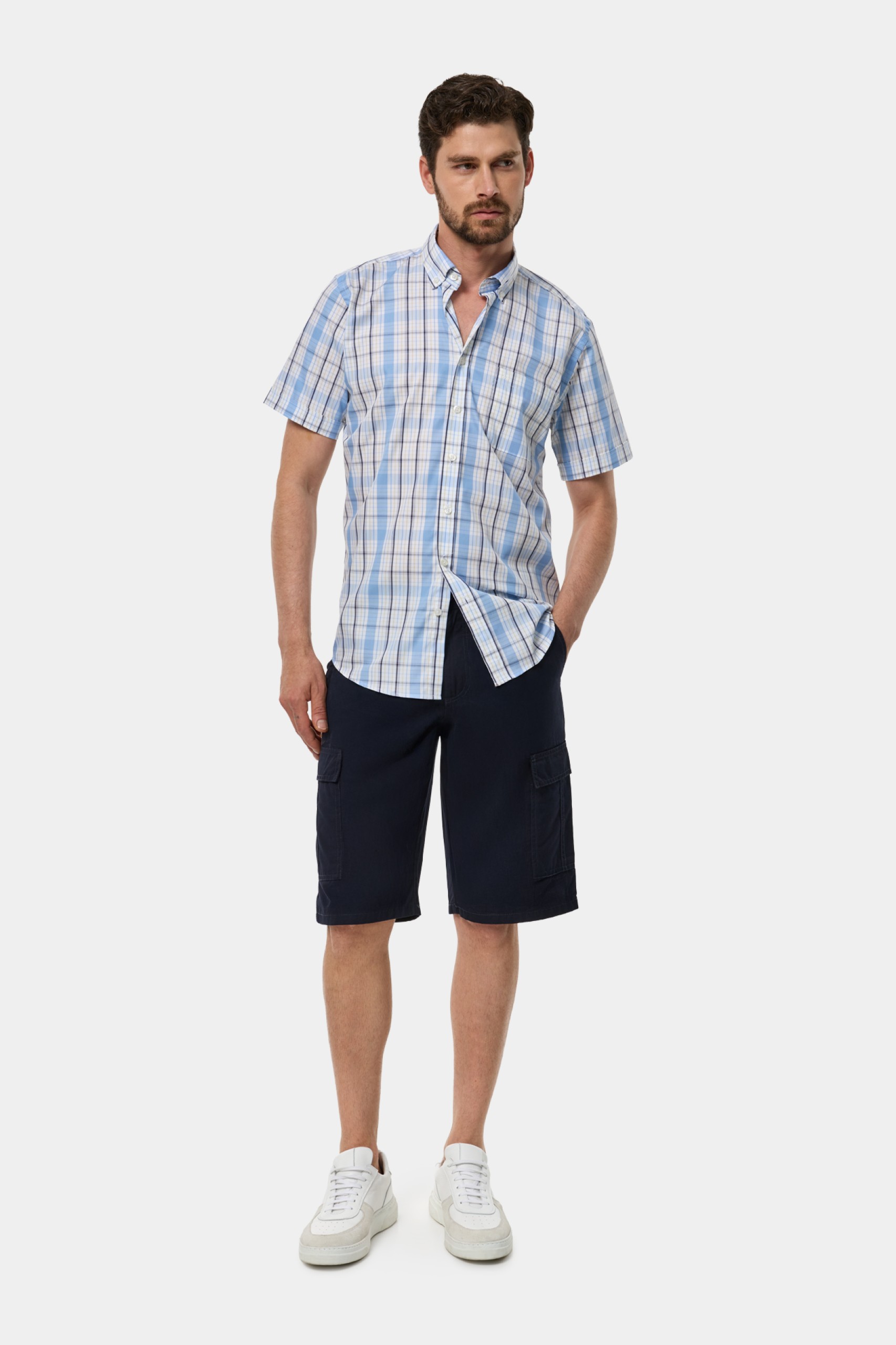 Camisa de cuadros de manga corta