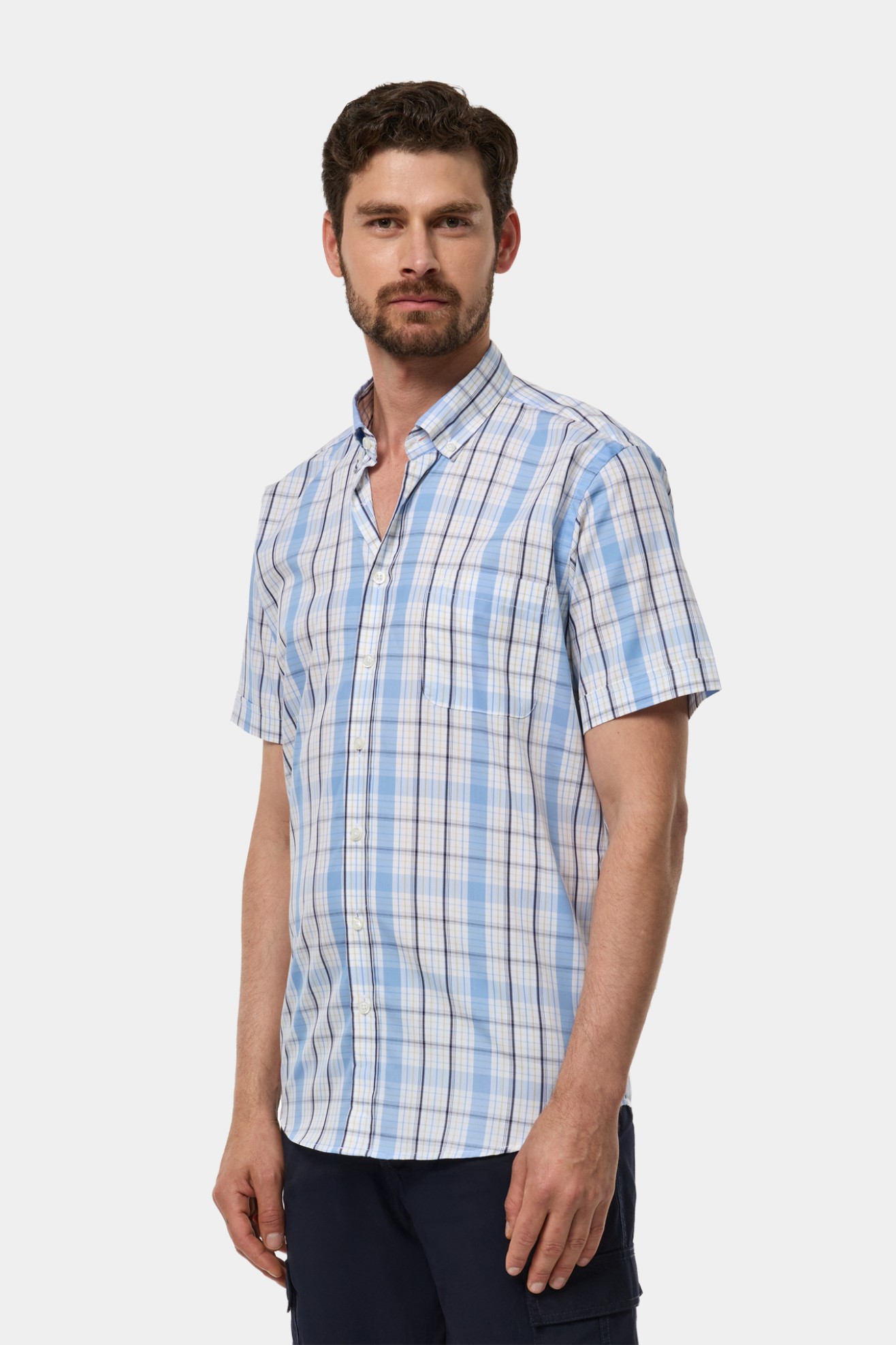 Camisa de cuadros de manga corta