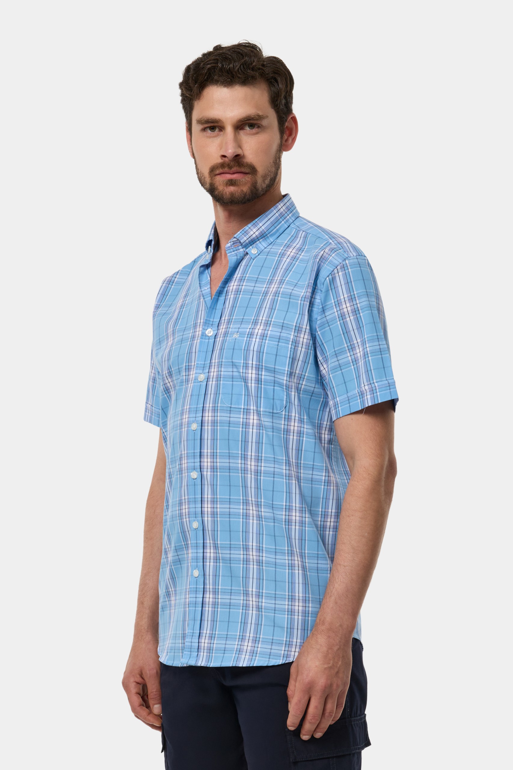 Camisa de cuadros de manga corta