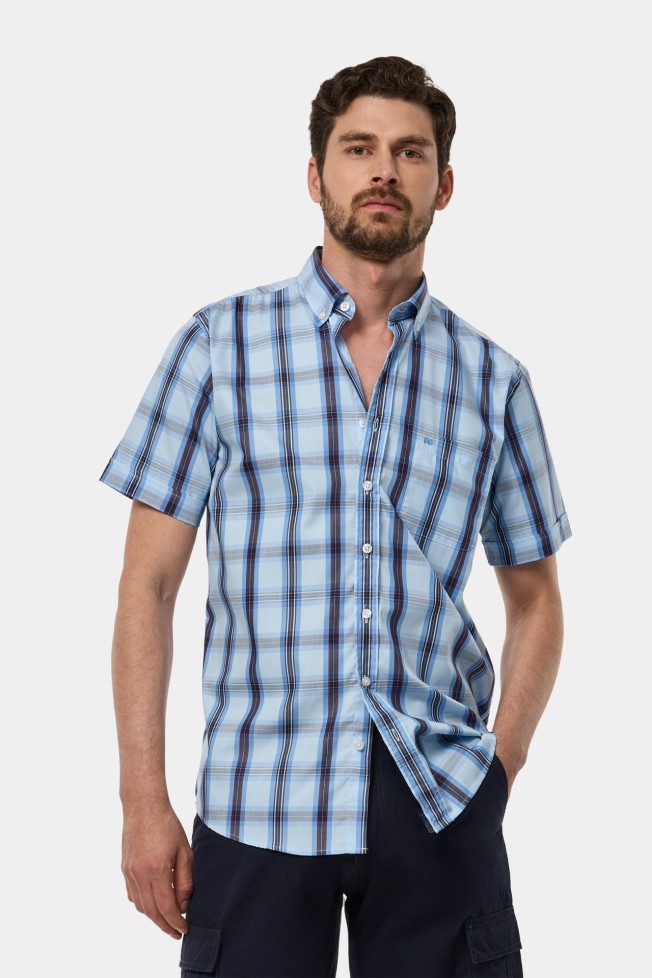 Camisa de cuadros de manga corta Camisa de cuadros de manga corta