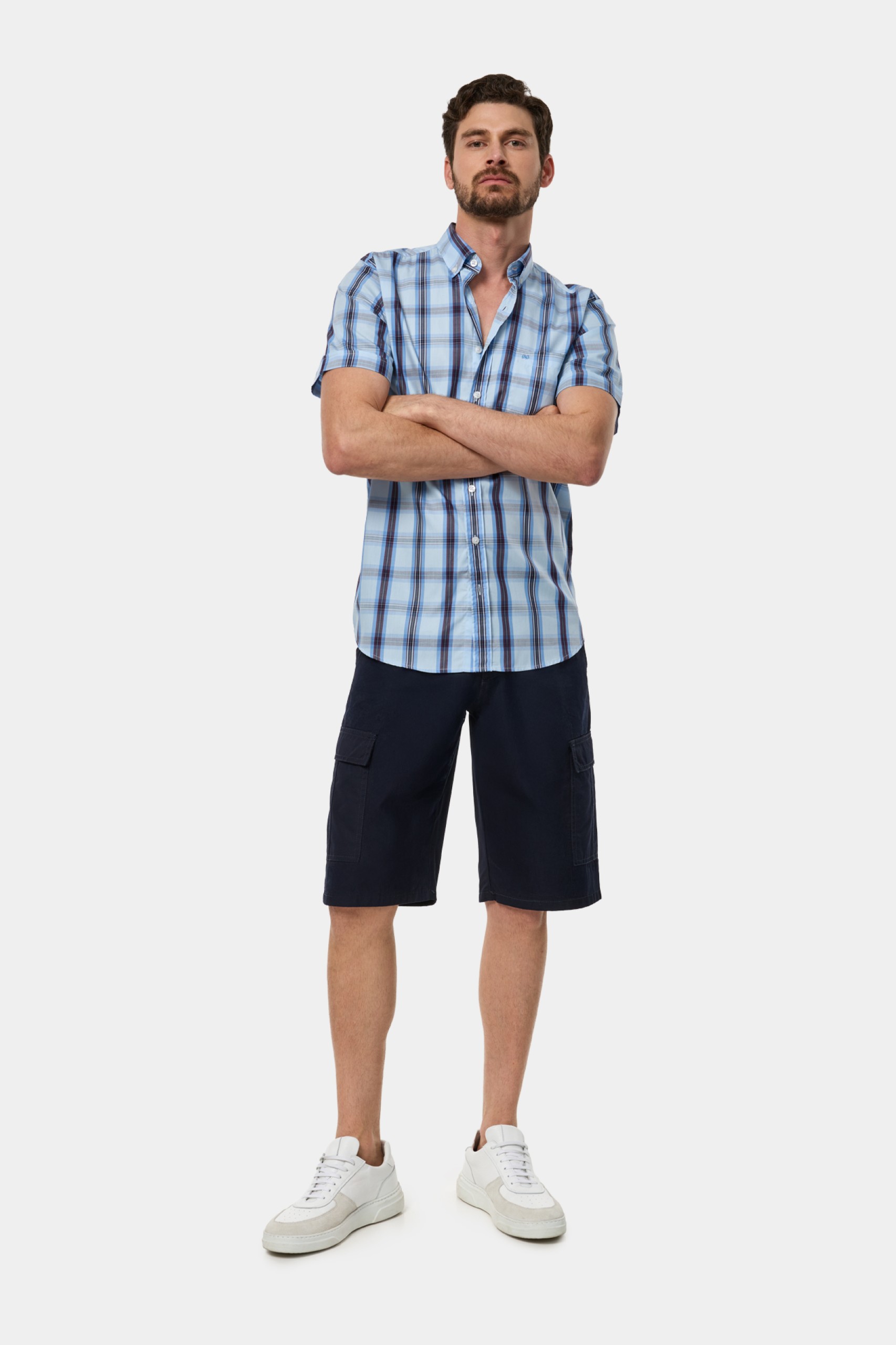 Camisa de cuadros de manga corta