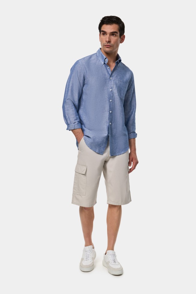 Camisa em linho e algodo regular fit