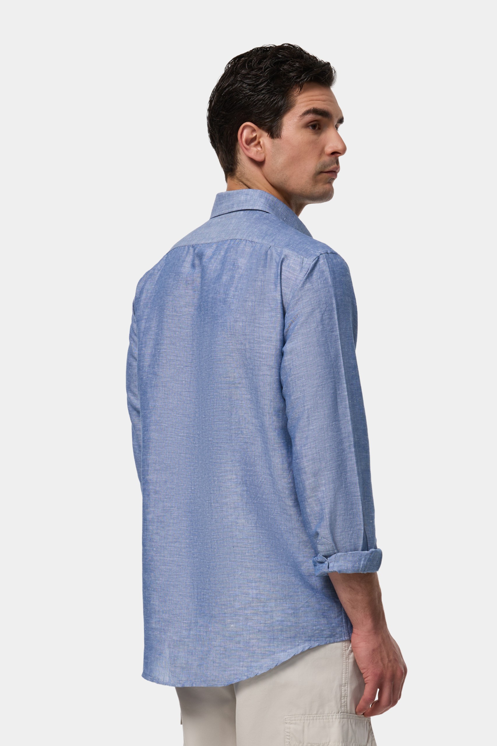 Camisa regular fit de lino y algodón