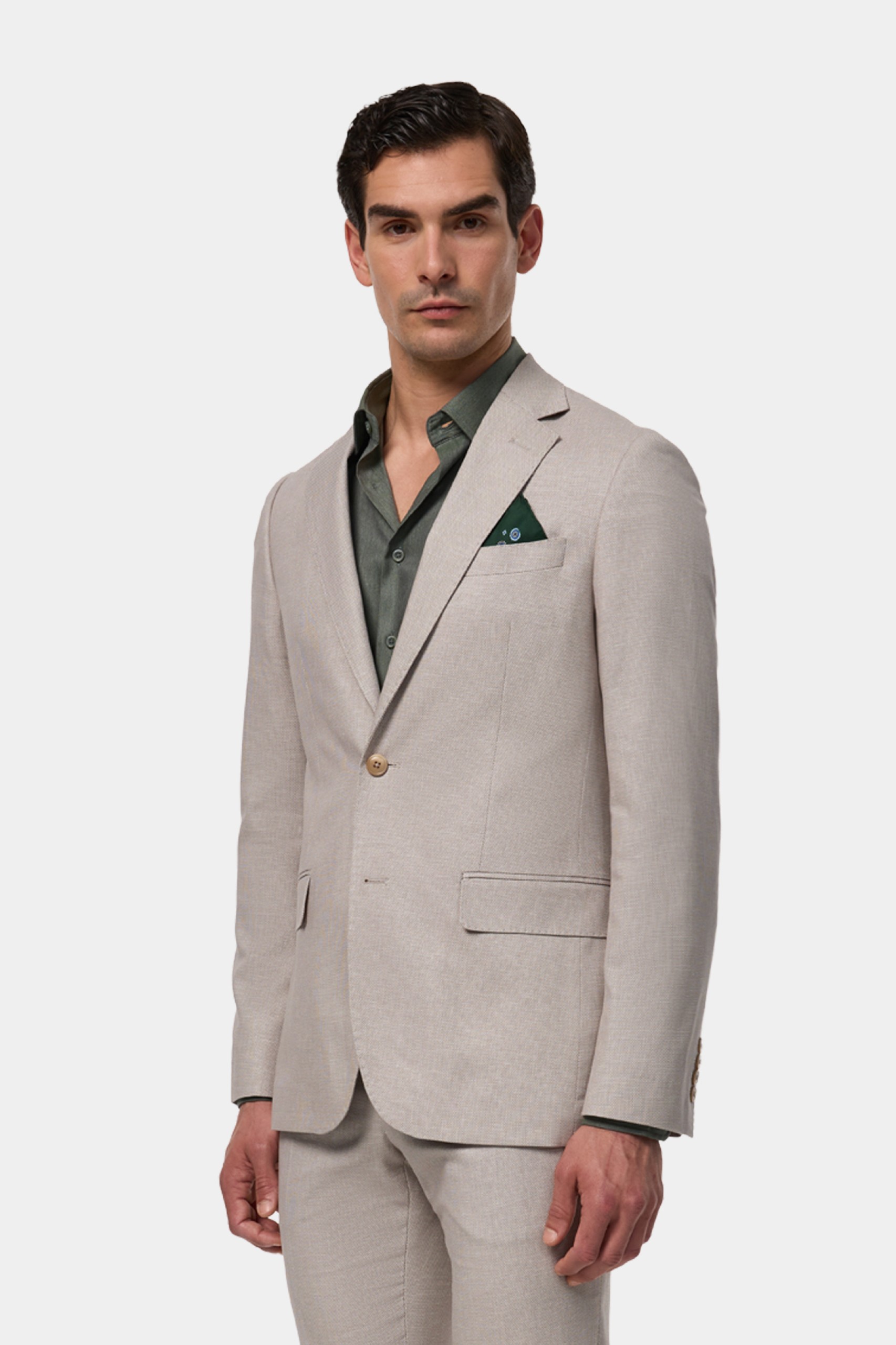 Traje de algodón y lino slim fit