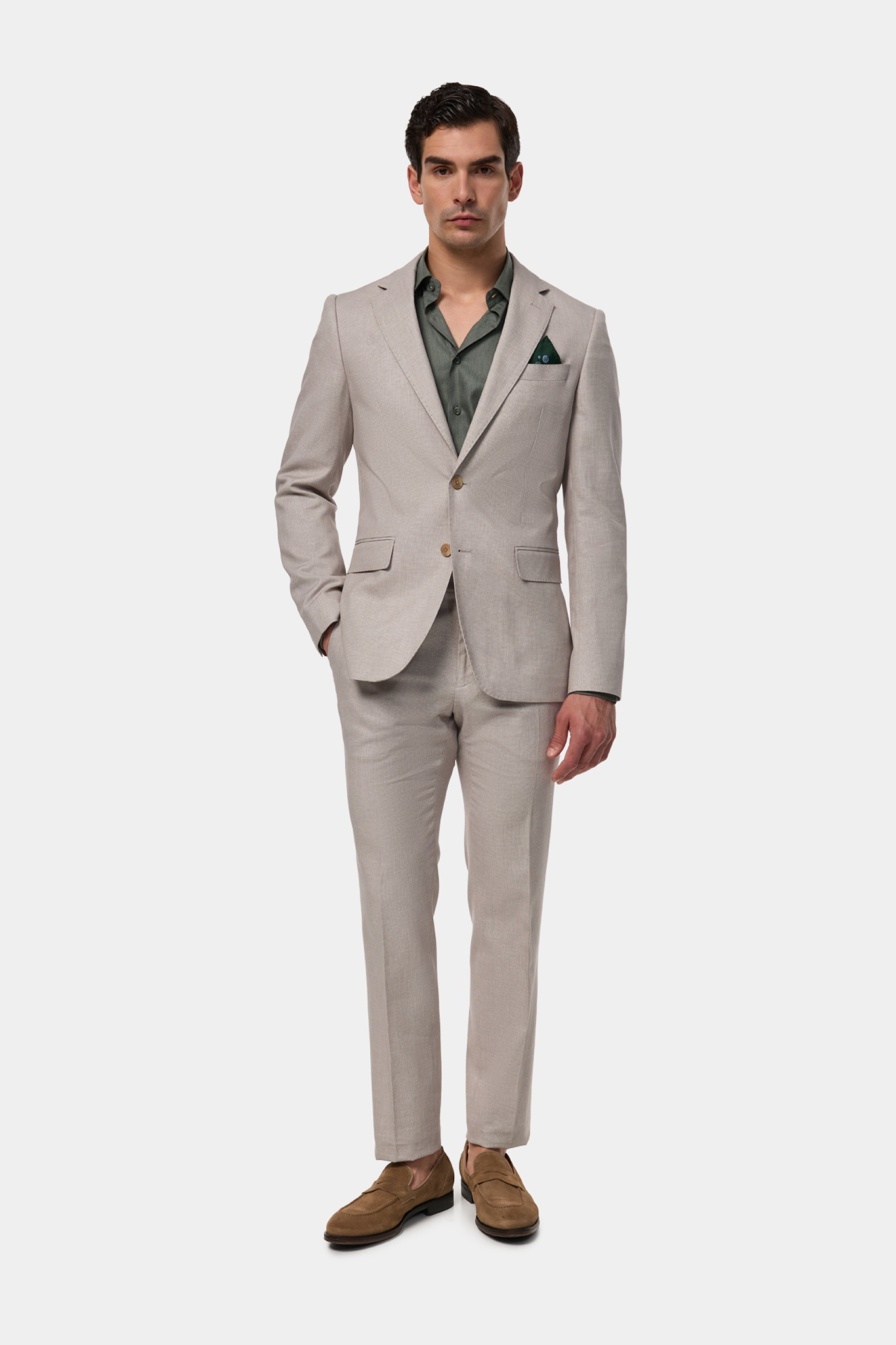 Traje de algodón y lino slim fit