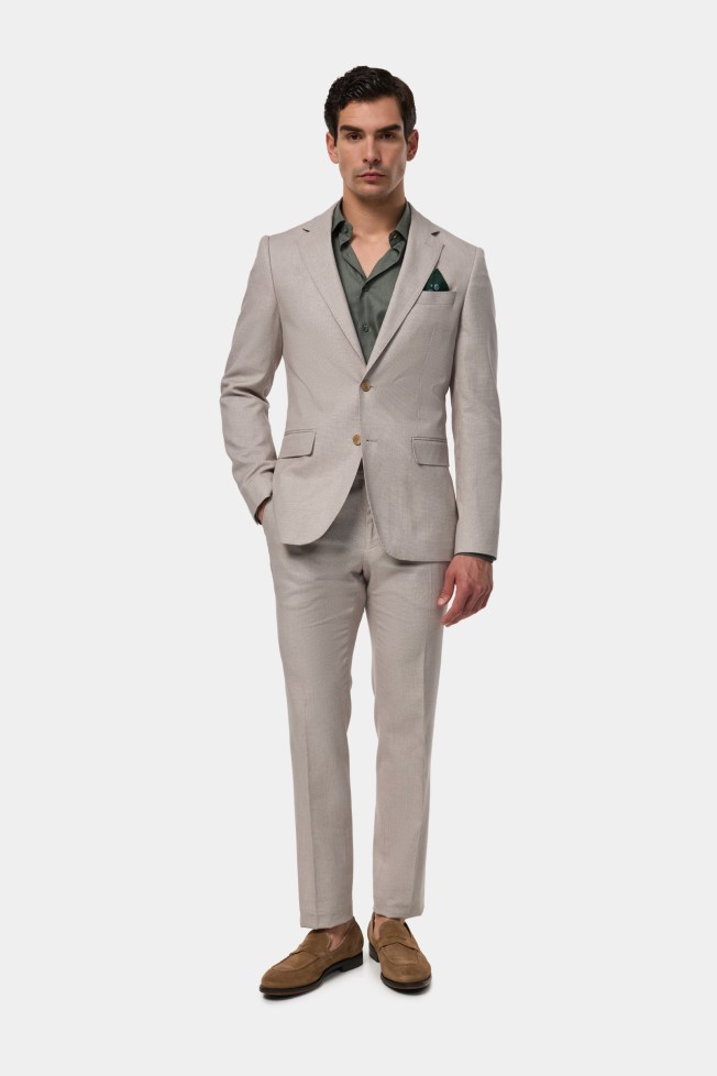 Fato em algodão e linho slim fit Fato em algodão e linho slim fit