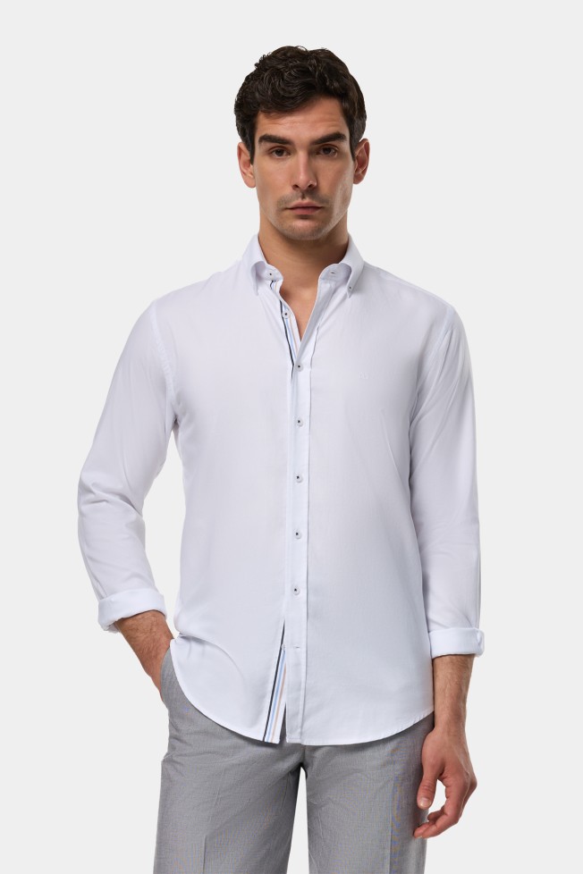 Camisa slim fit em algodo