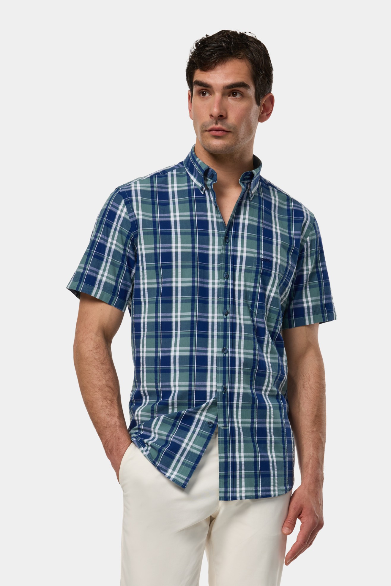 Camisa de cuadros de corte regular en algodn