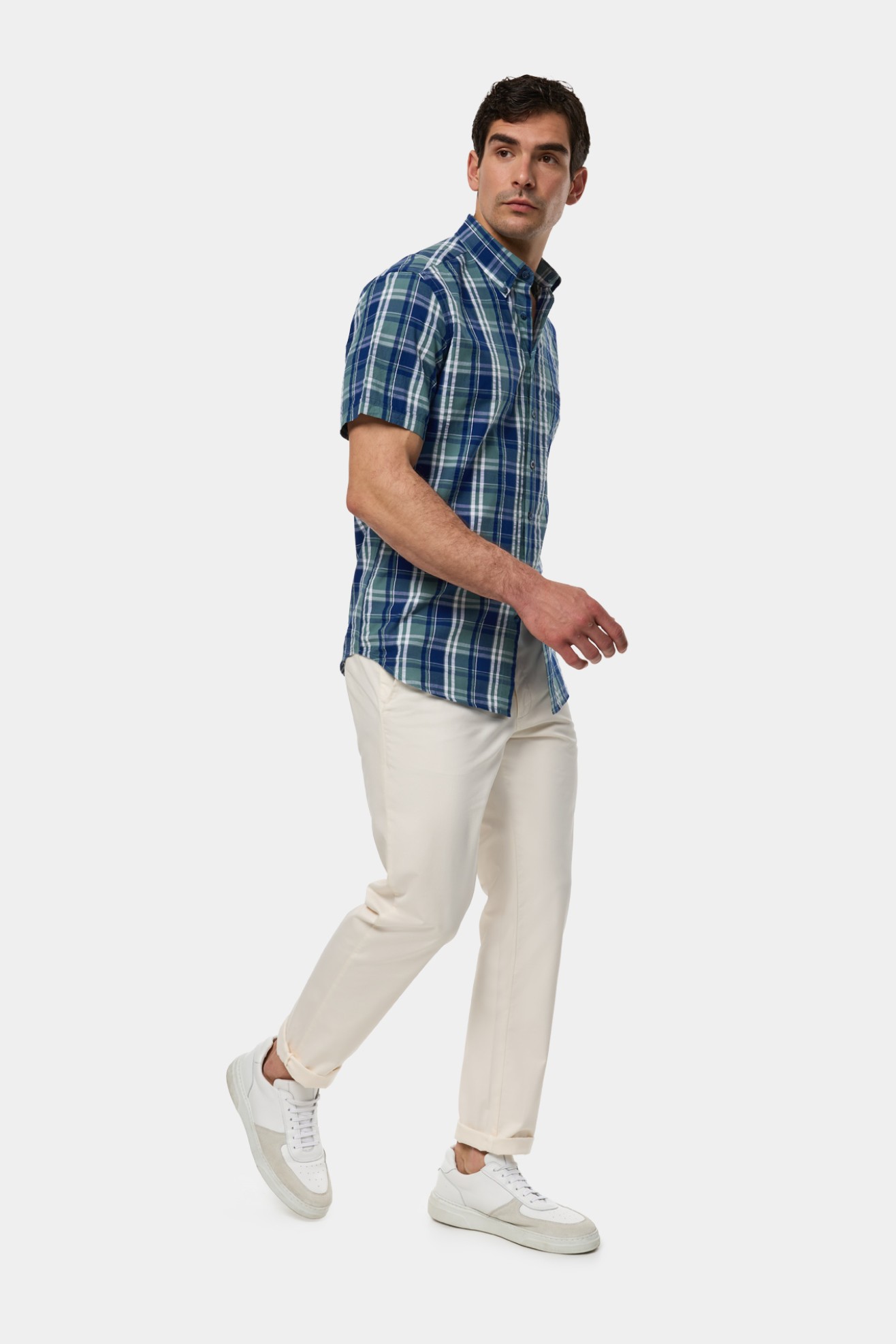 Camisa de cuadros de corte regular en algodn