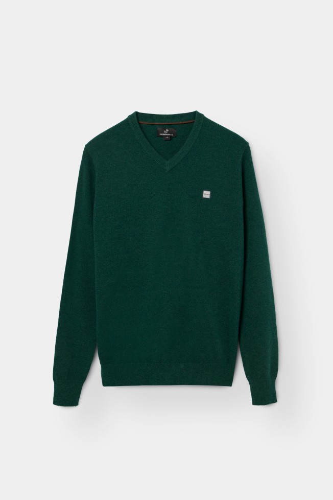 Pullover con cuello de pico 