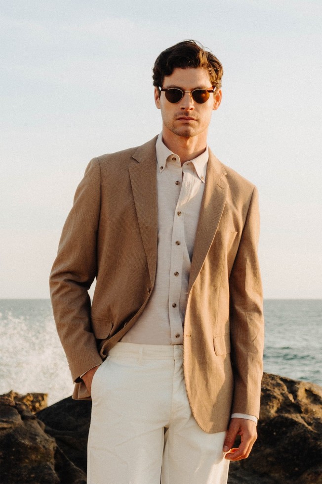 Blazer em linho e algodo regular fit