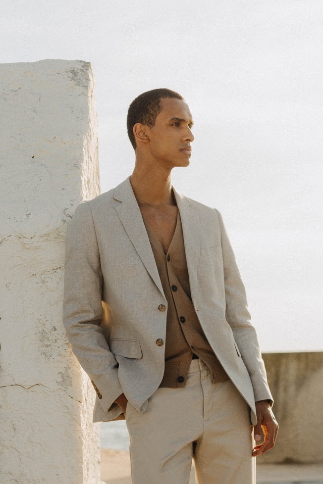 Blazer em linho e algodo slim fit