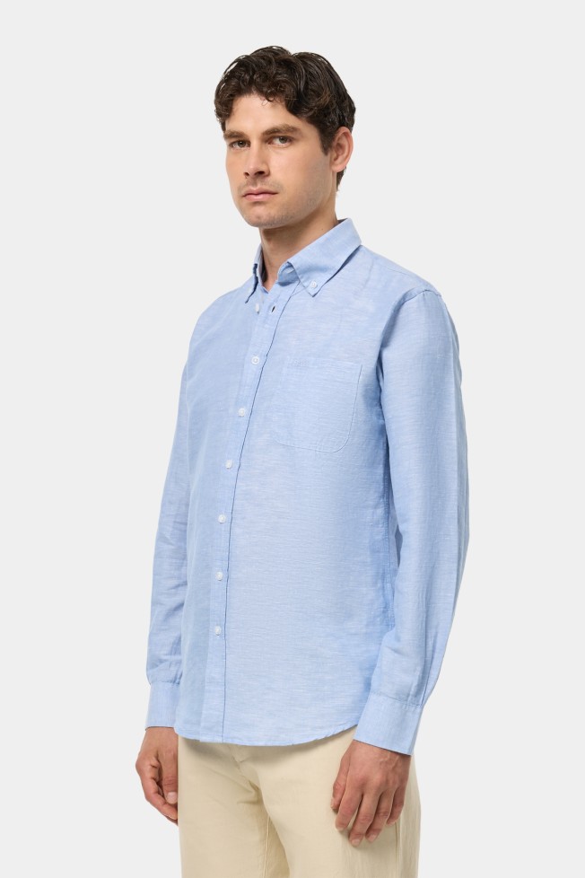 Camisa regular fit de lino y algodn
