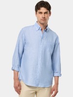 Camisa regular fit de lino y algodn