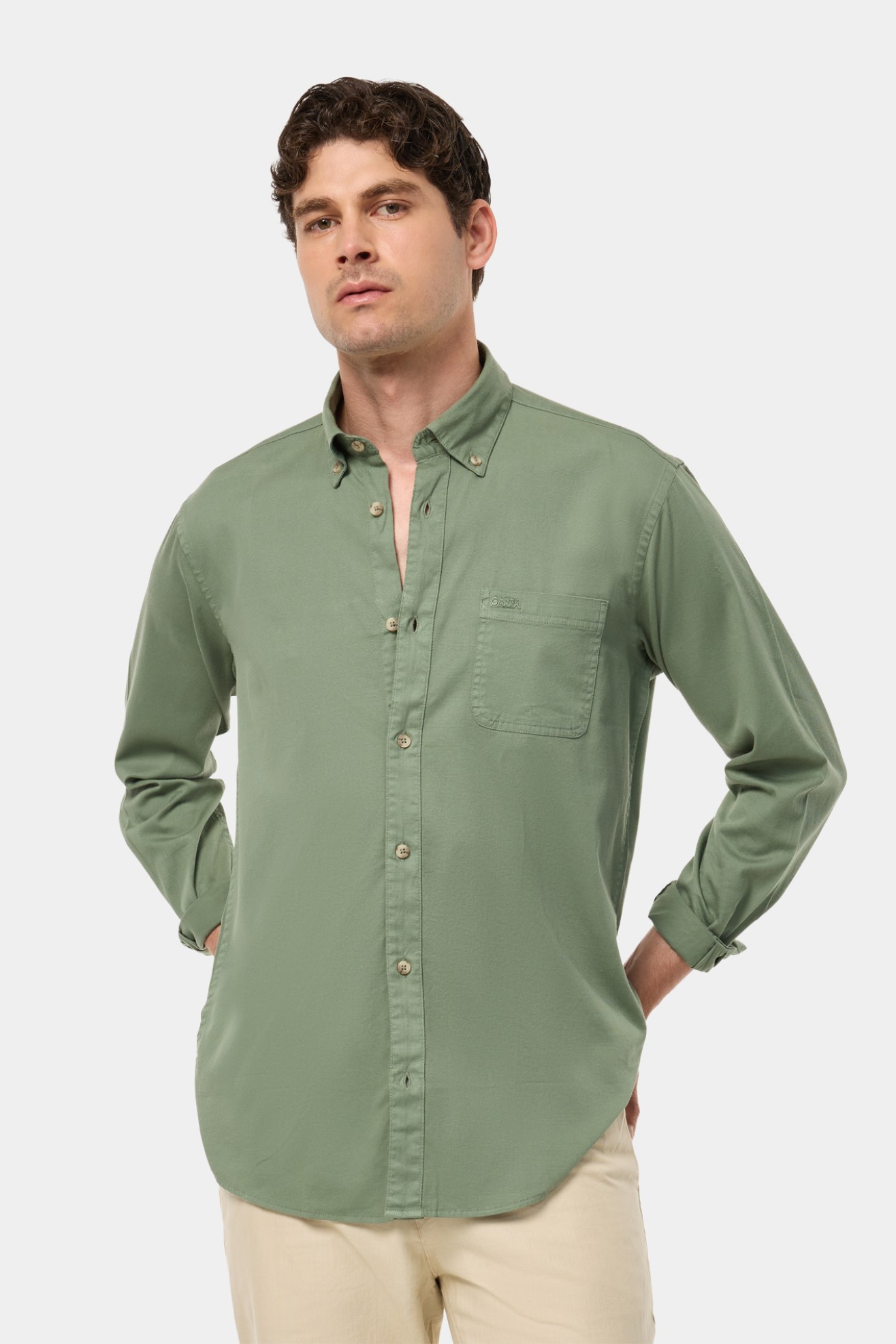 Camisa regular fit em algodo