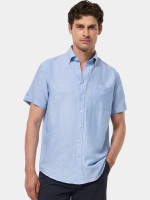 Camisa regular fit de lino y algodn