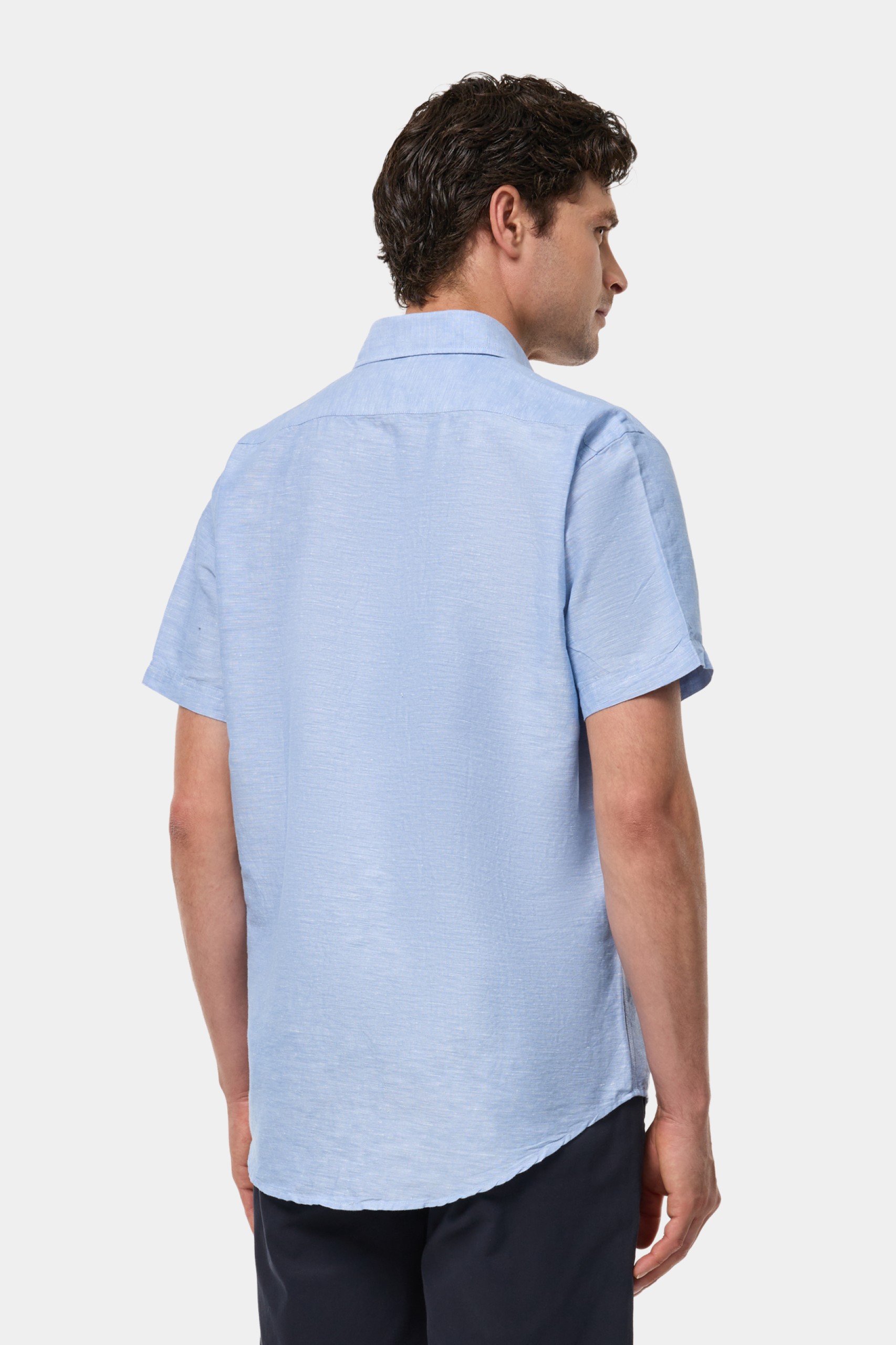 Camisa regular fit de lino y algodón