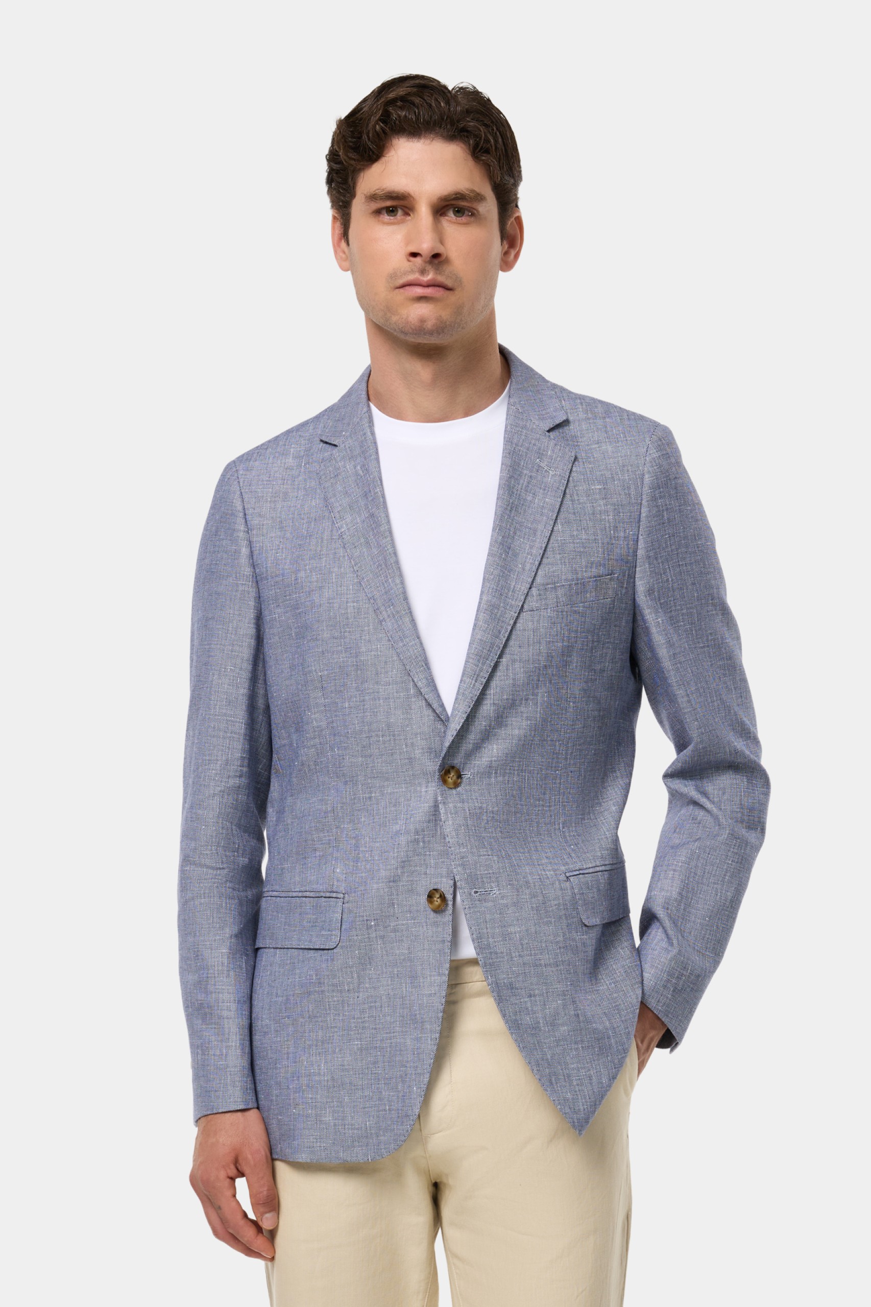 Blazer en lino y algodón slim fit