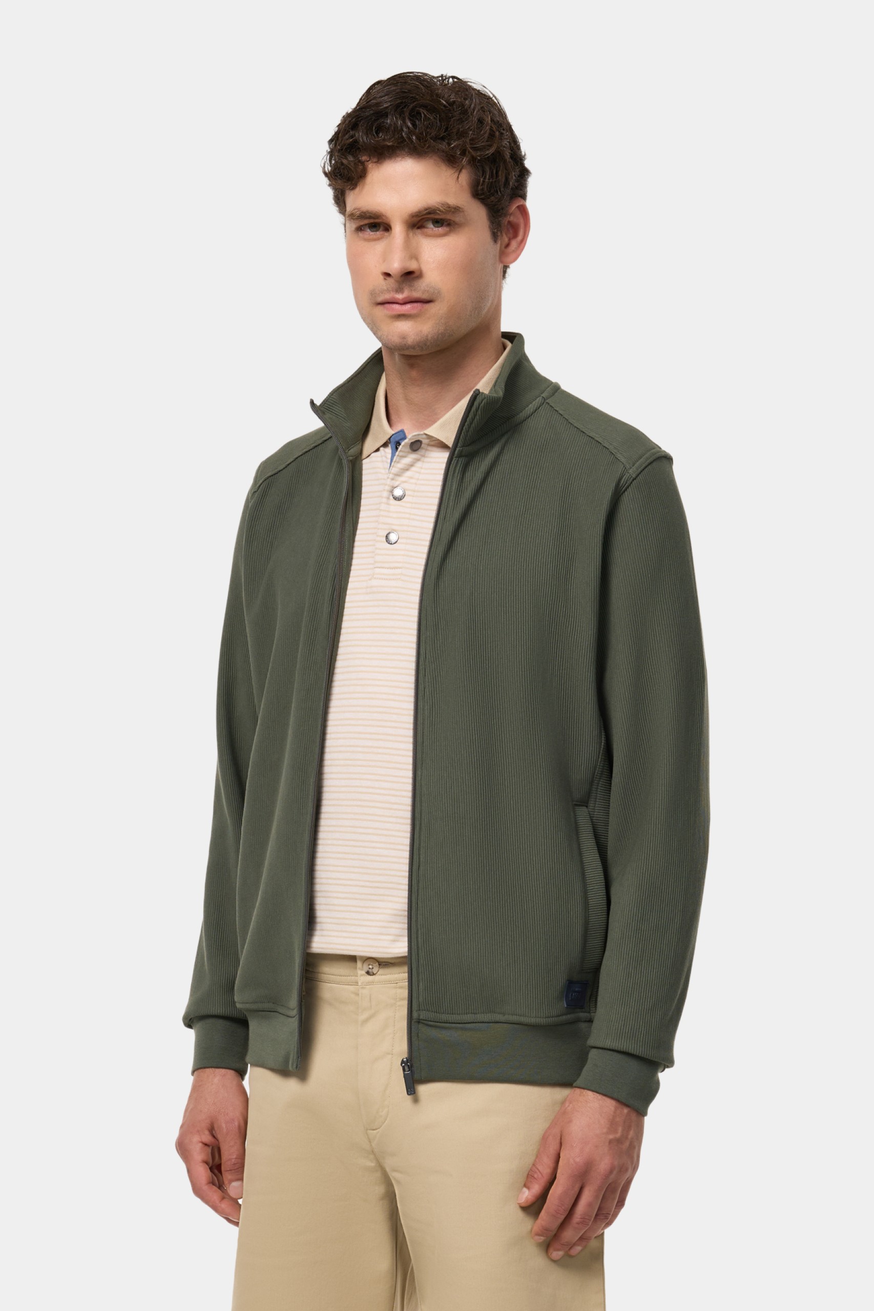 Chaqueta de punto acanalado