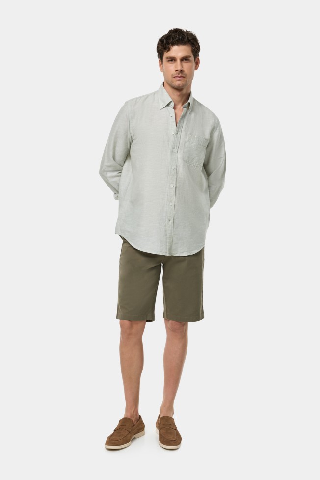 Camisa em linho e algodão regular fit Camisa em linho e algodão regular fit