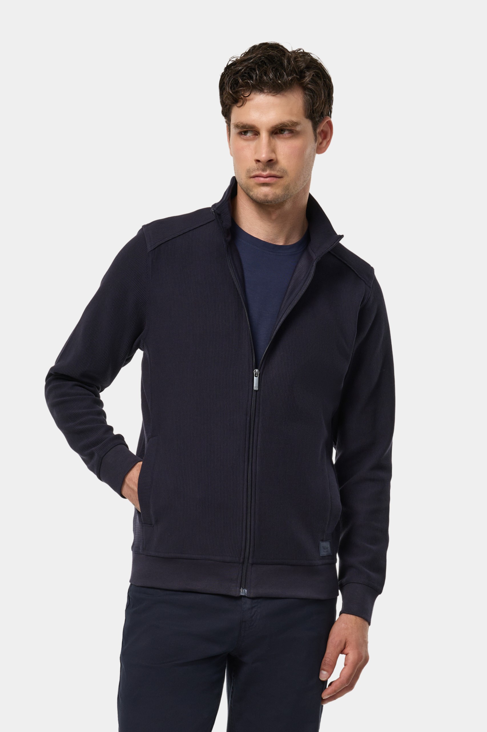 Chaqueta de punto acanalado